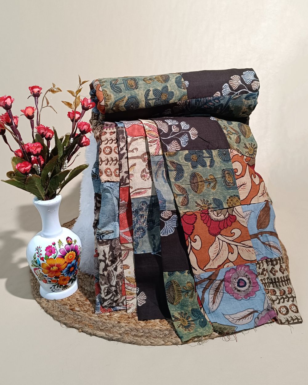 Printed Cotton  Patchwork Quilt Multicolor 42 Inches Width