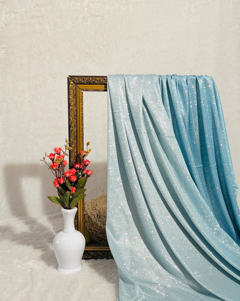 Imported Sparkle Sky Blue Dual Tone Shaded Colour 55 Inches Width