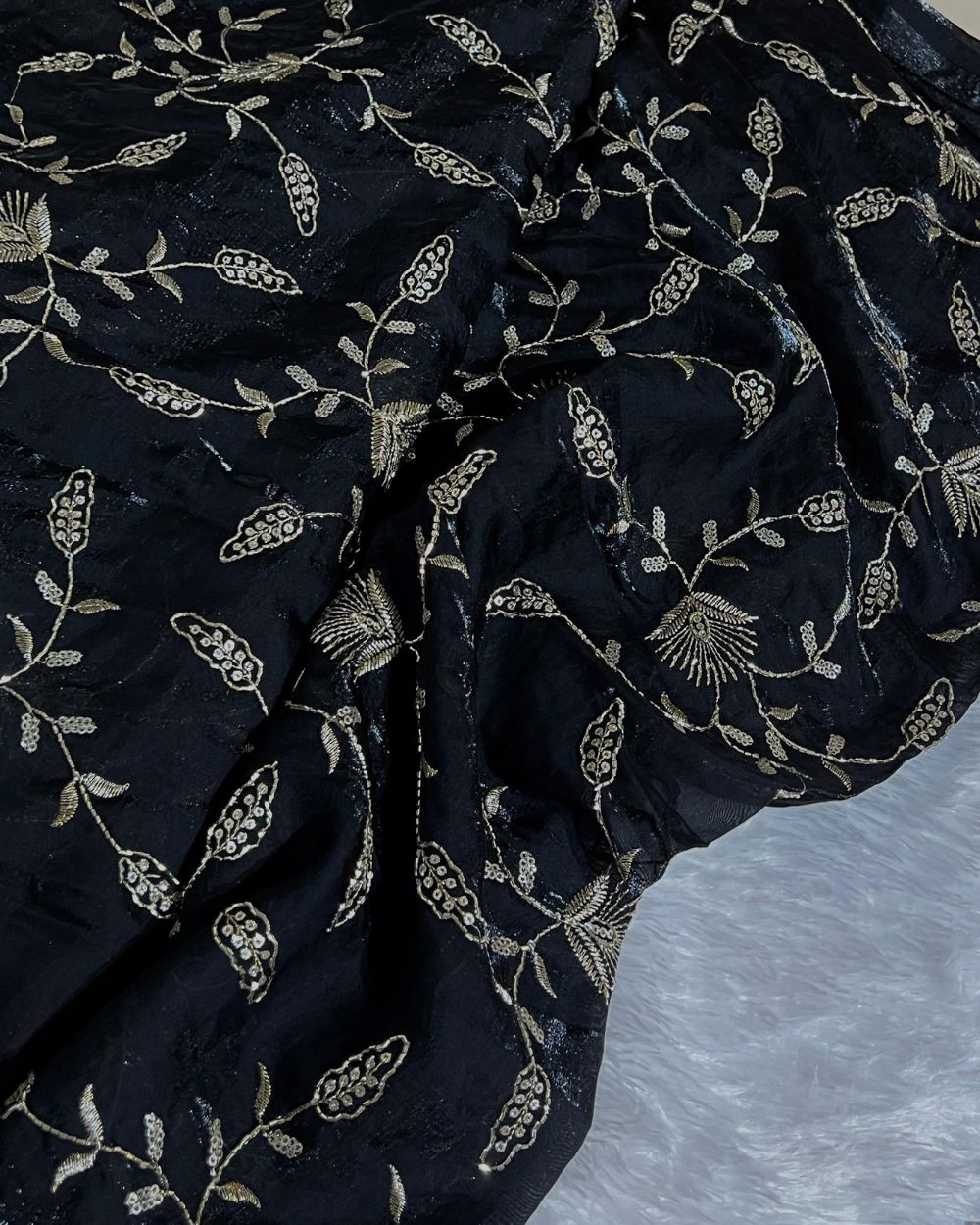 Space Silk Work Black Colour 45 Inches Width