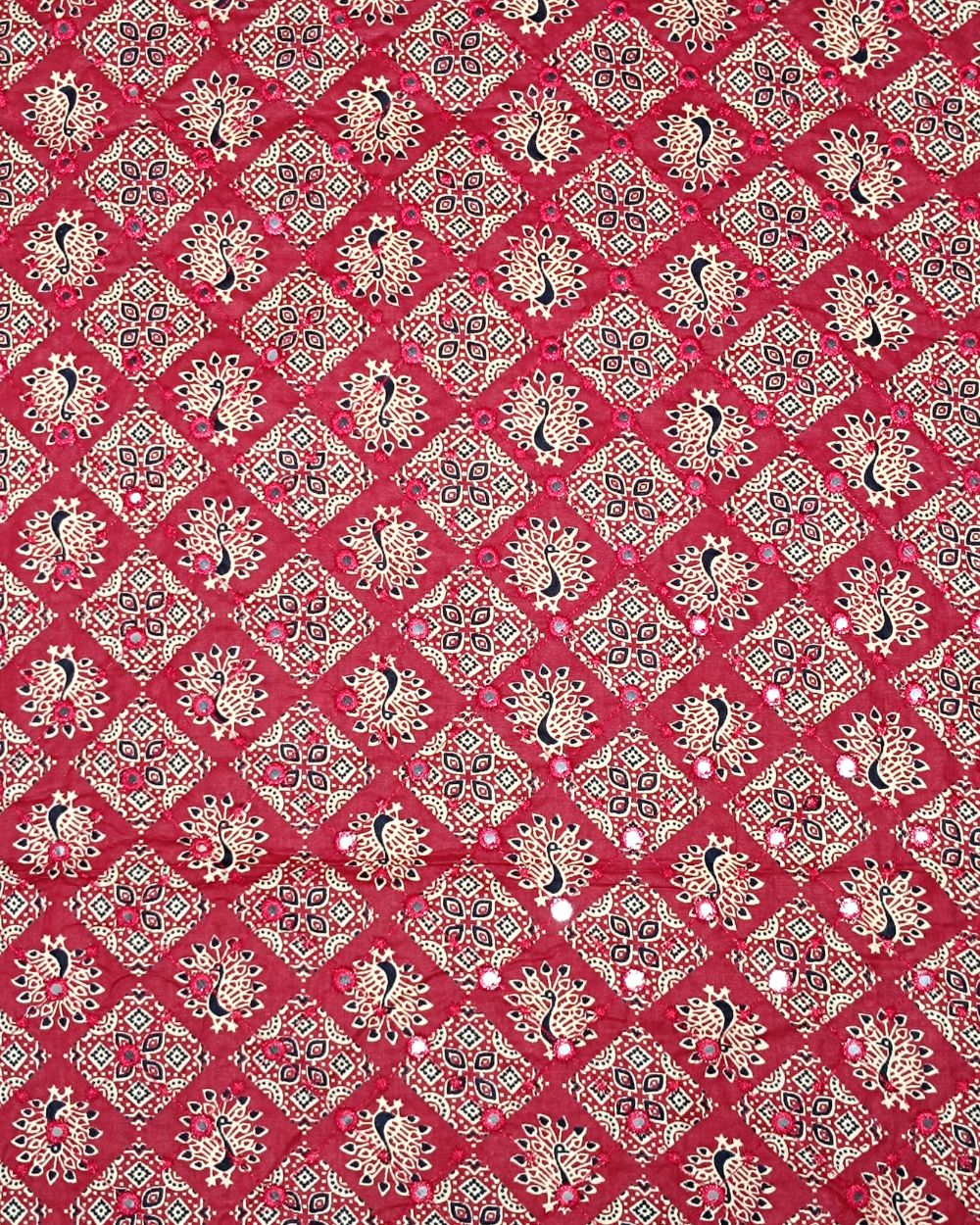 Cotton Abla Work Maroon Colour 42 Inches Width