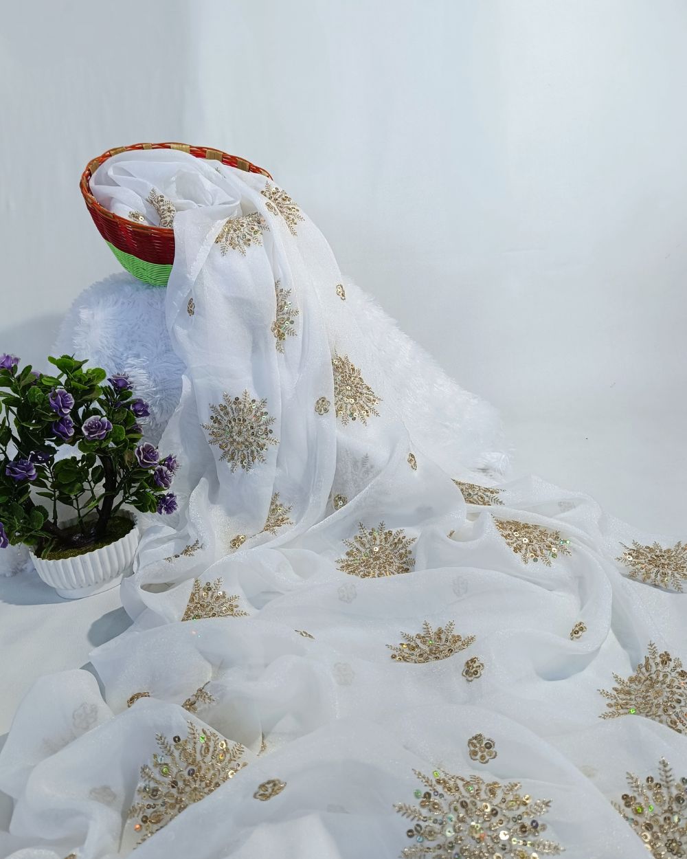 Premium Georgette Work White Colour 48 Inches Width