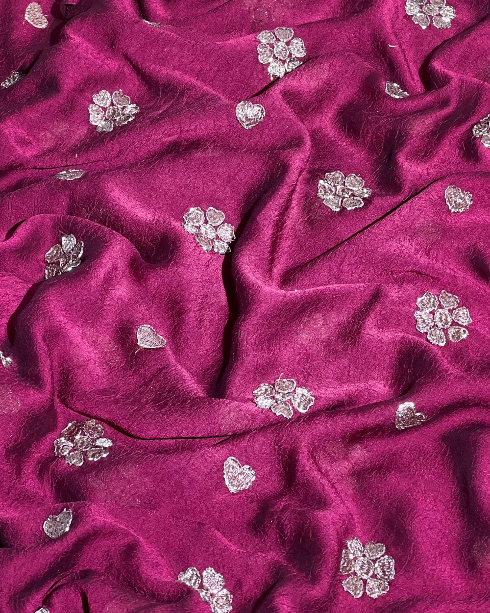 Rangoli Crush Silk Work Berry Colour 42 Inches Width