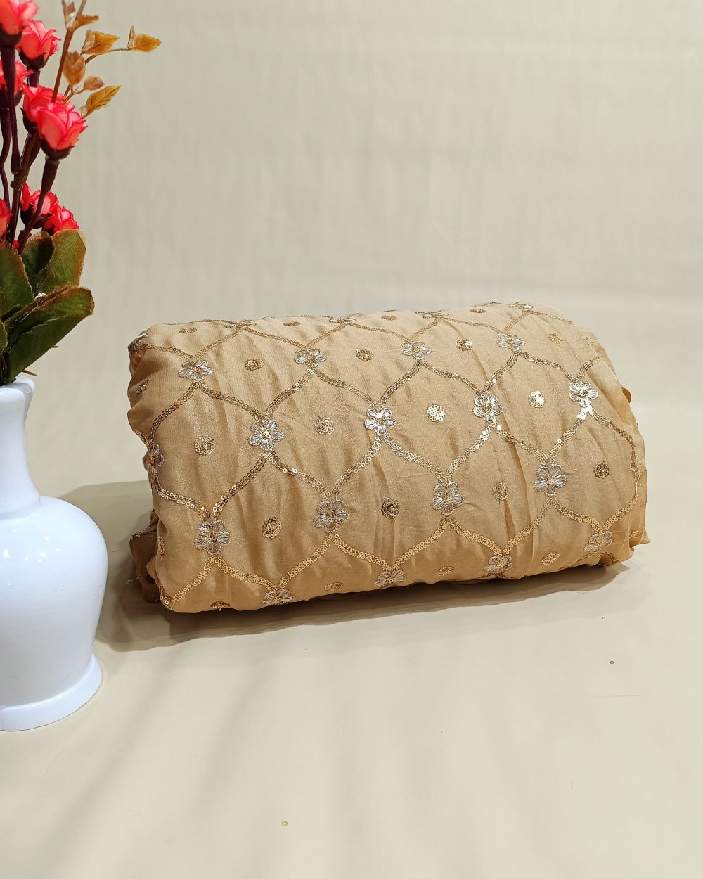 Premium Georgette Work Golden Colour 44 Inches Width