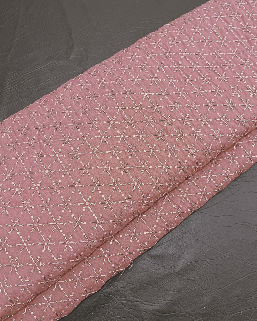 Georgette Work Dark Peach Colour 43 Inches Width