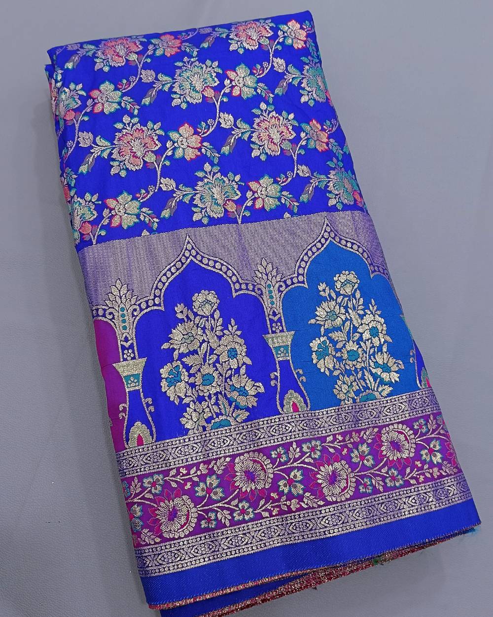 Chanderi Work with Border Royal Blue Colour 45 Inches Width