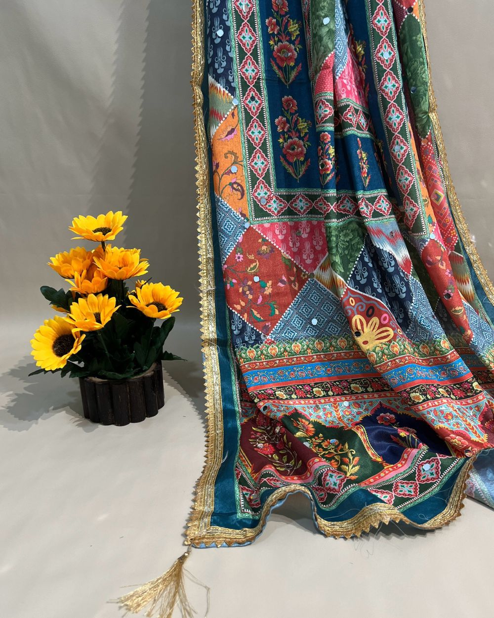 Chinnon Abla Work Dupatta Multicolor 42 Inches Width