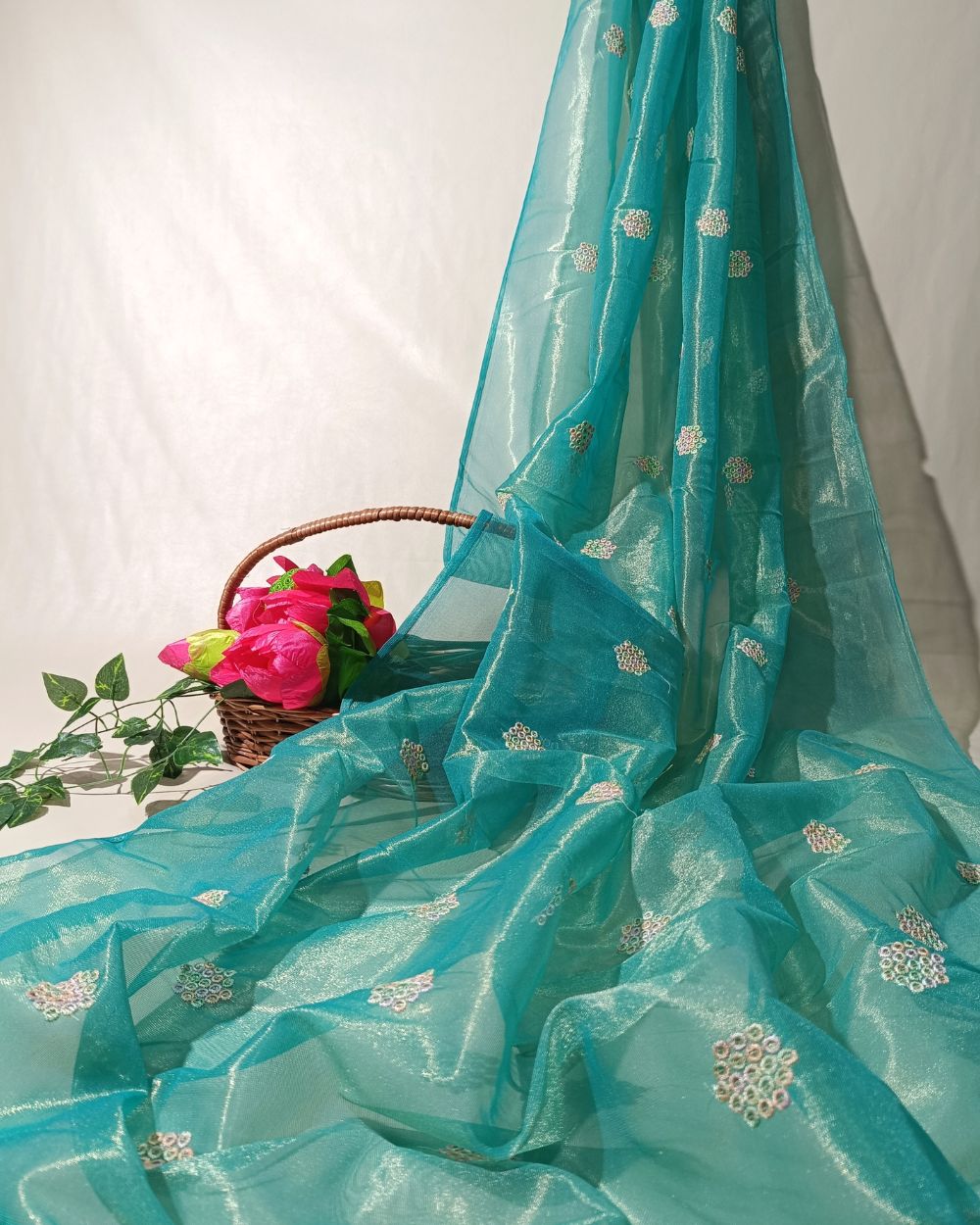 Twill Net Work Teal Blue Colour 46 Inches Width