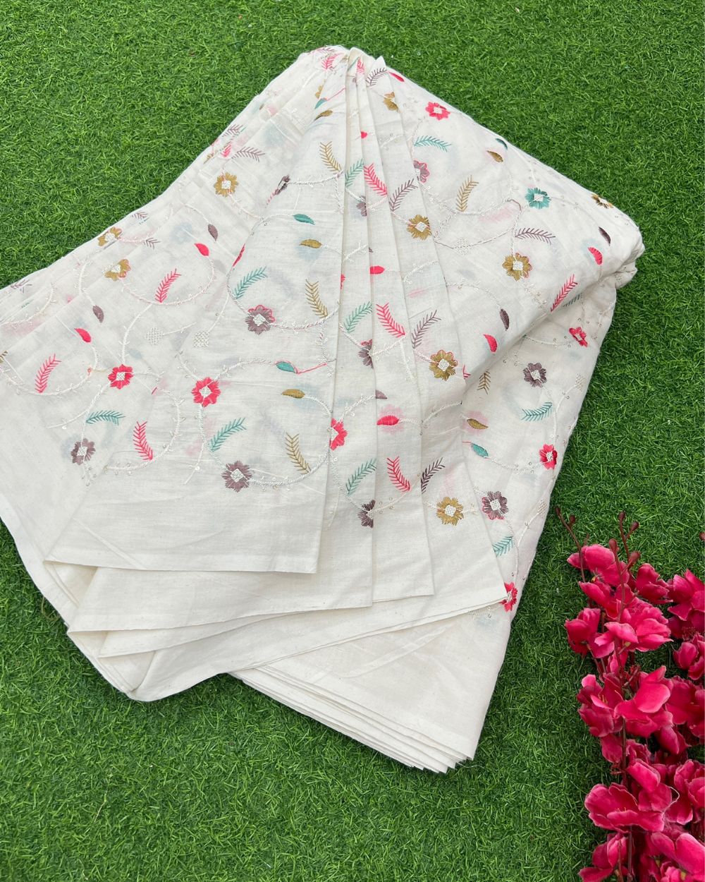 Kora Cotton Work Multicolor 45 Inches Width