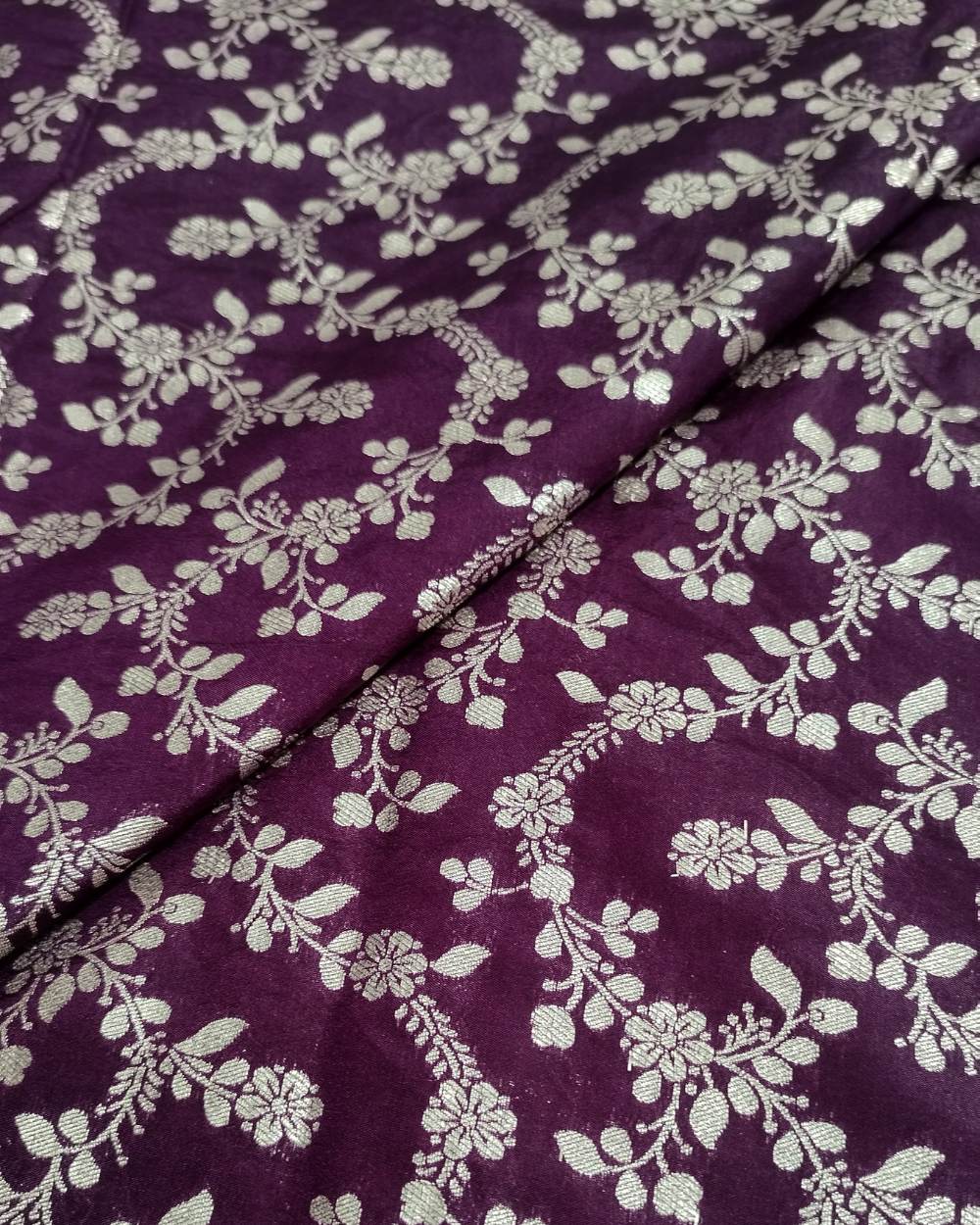 Chanderi Brocade Wine Colour 44 Inches Width