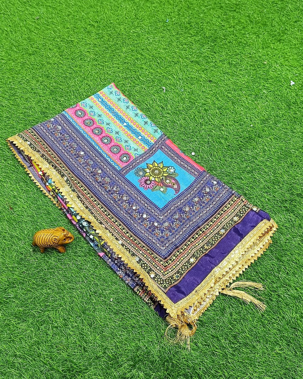 Abla Work Dupatta Chinnon Multicolor 40 Inches Width