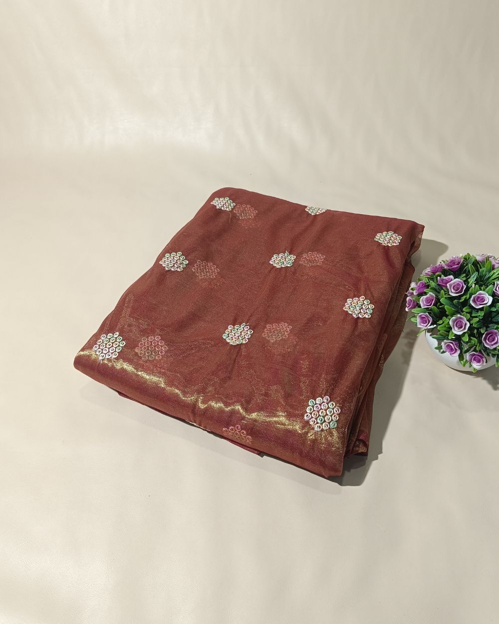 Twill Net Work Brown Colour 46 Inches Width