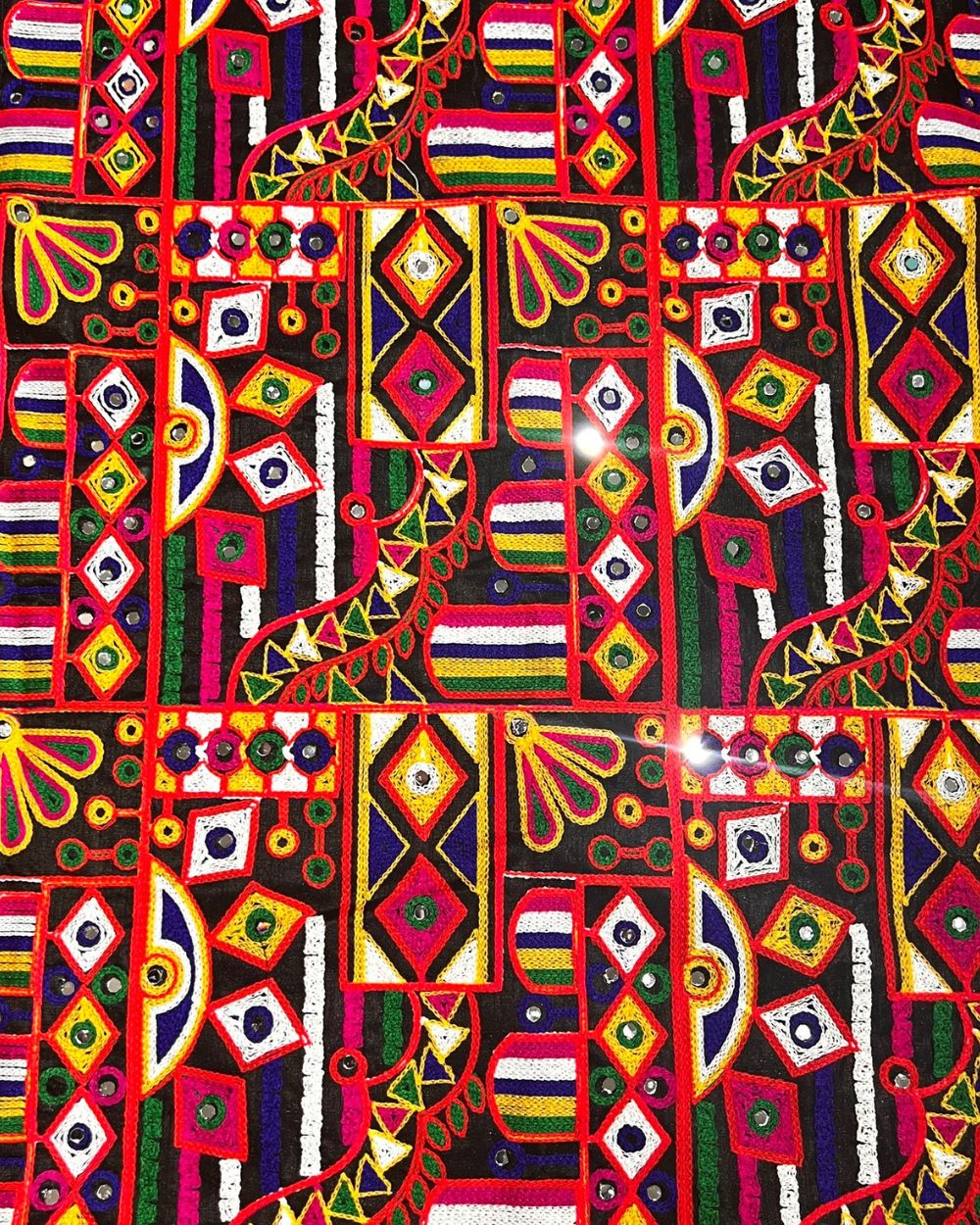 Mulberry Gamthi(Rajasthani) Work Black(Multicolor) 45 Inches Width