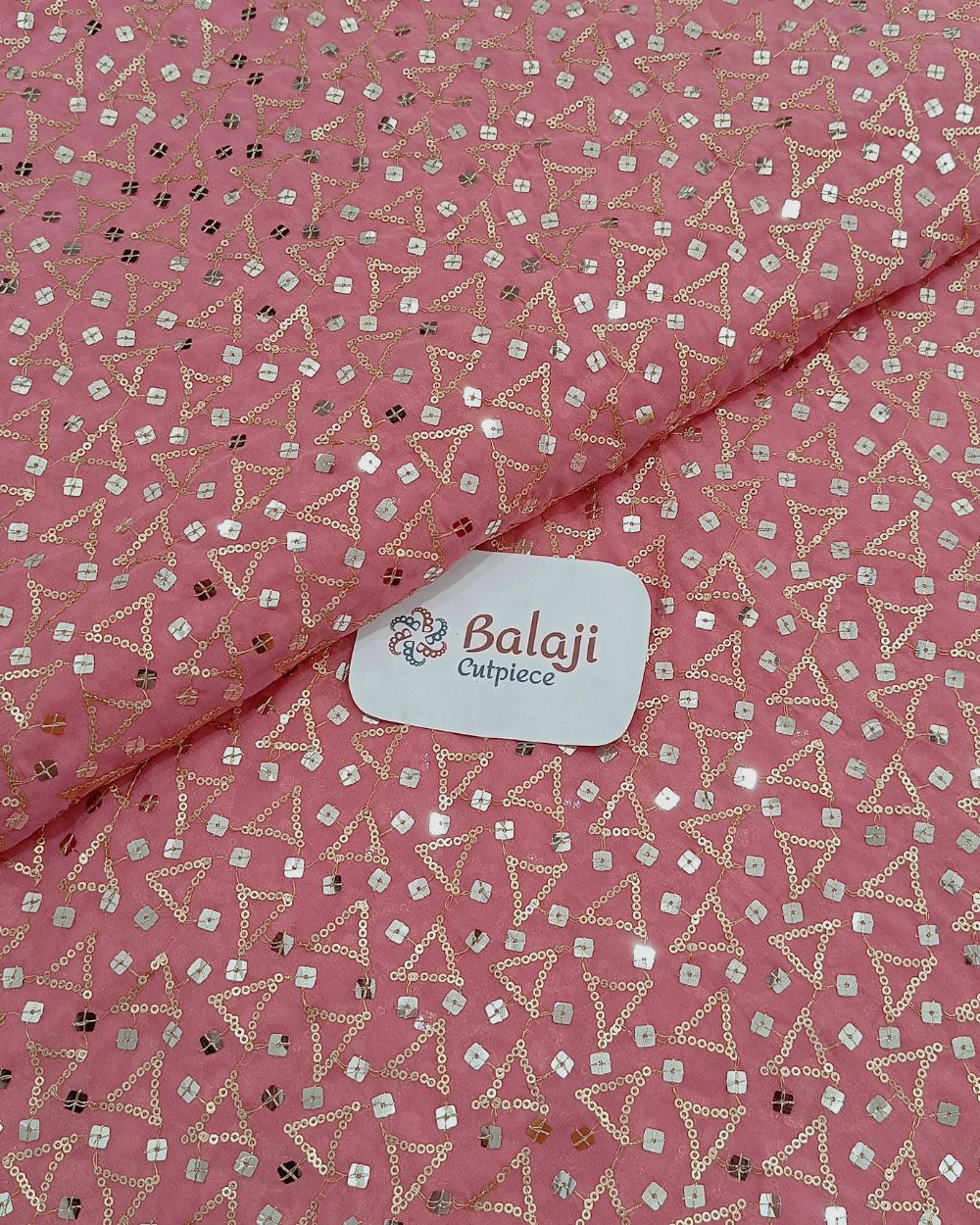 Georgette Work Peach Pink Colour 45 Inches Width