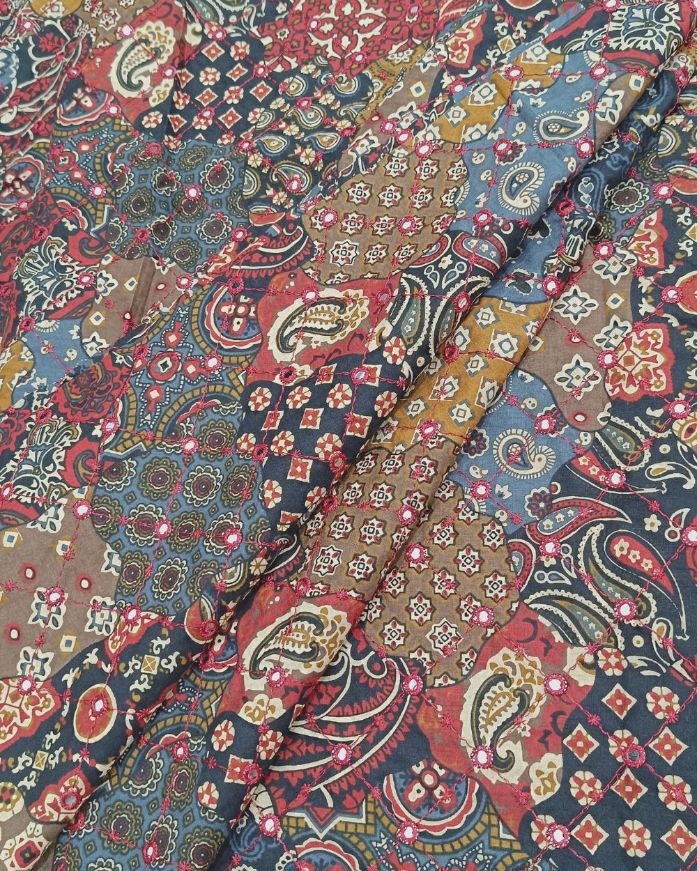 Cotton Abla Work Multicolor 42 Inches Width