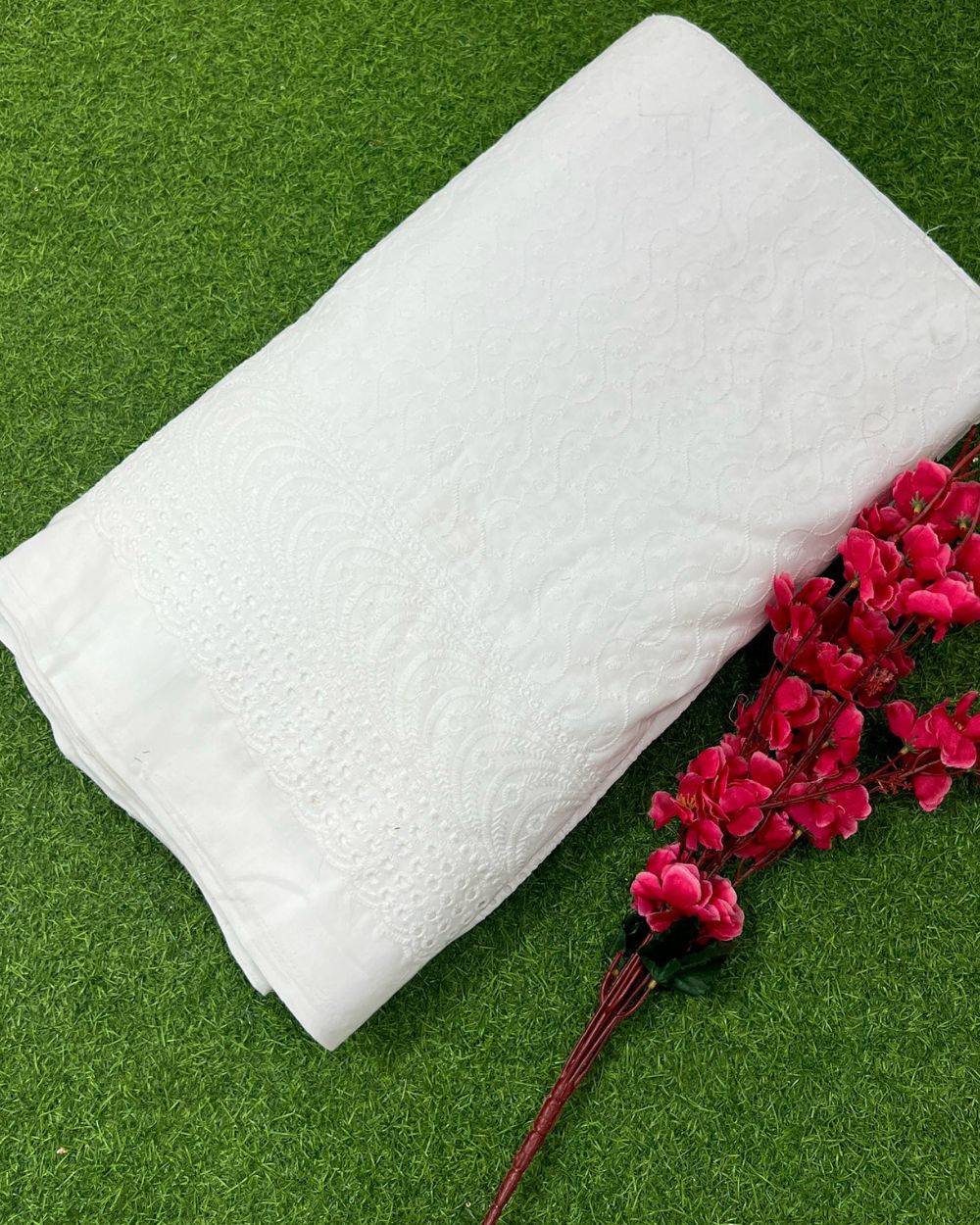 Chikankari Cotton With Border Work White Colour 44 Inches Width