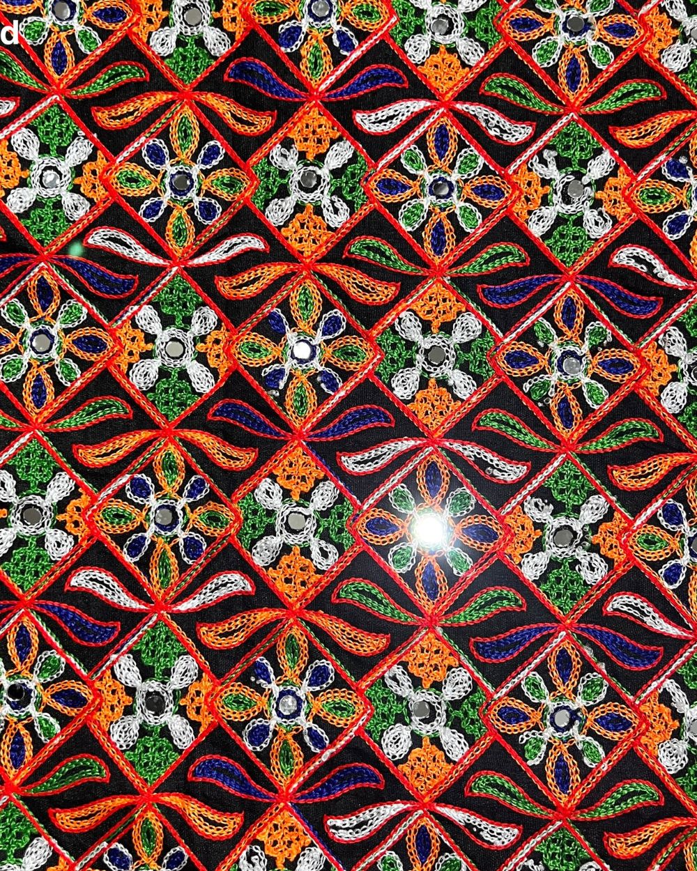 Mulberry Gamthi(Rajasthani) Work Black(Multicolor) 45 Inches Width