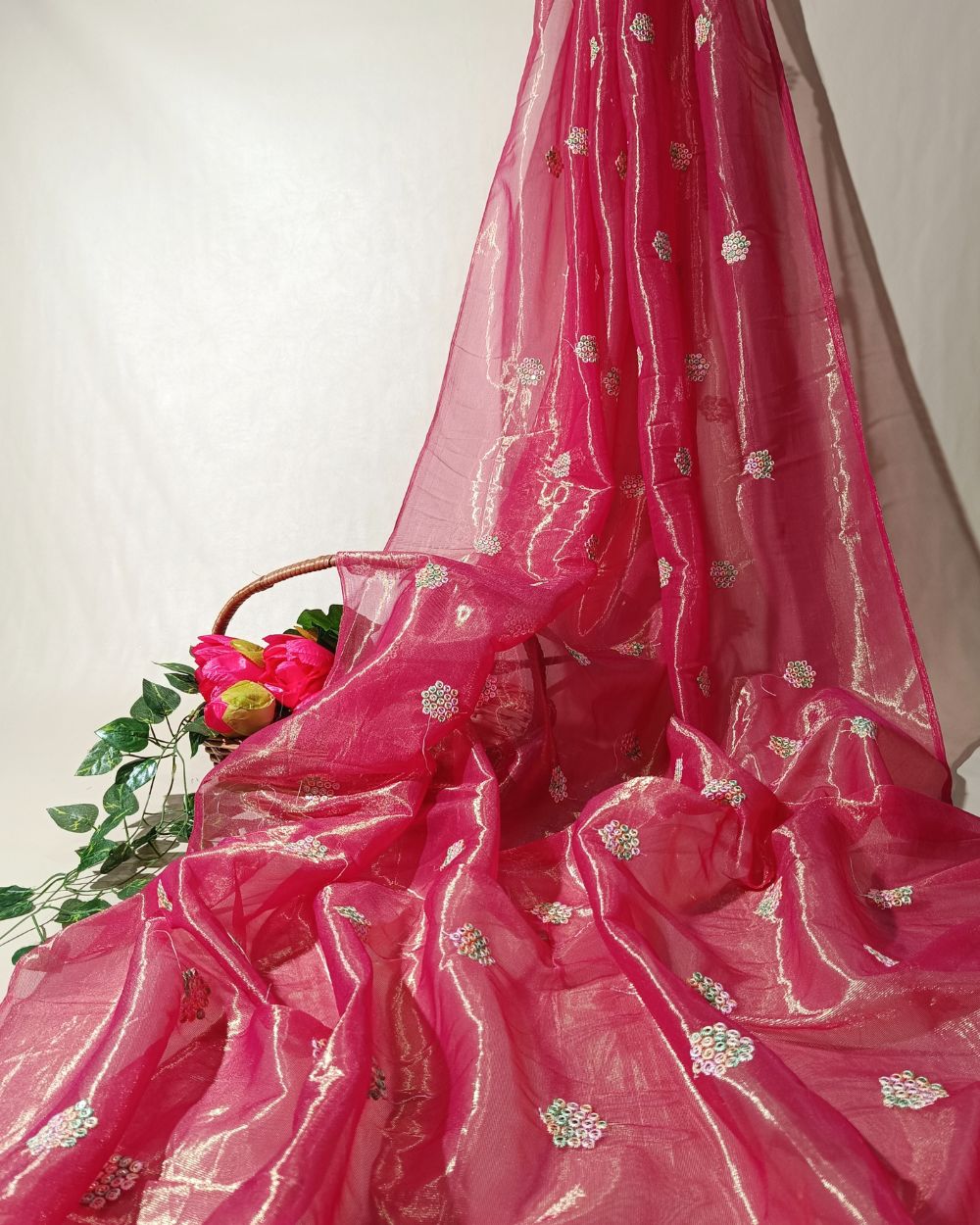 Twill Net Work Pink Colour 46 Inches Width