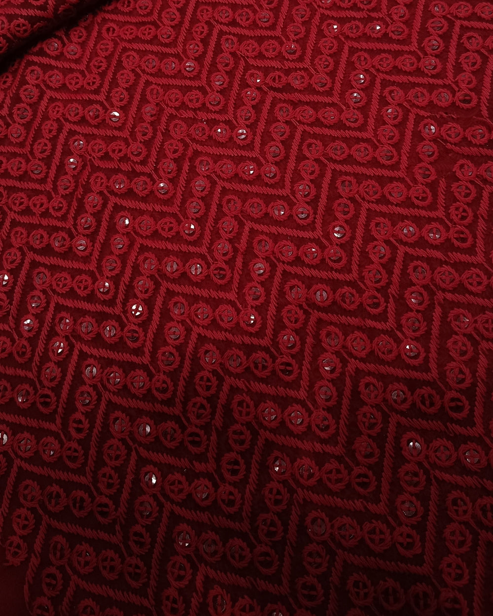 Georgette Work Chikankari Maroon Colour 44 inches width