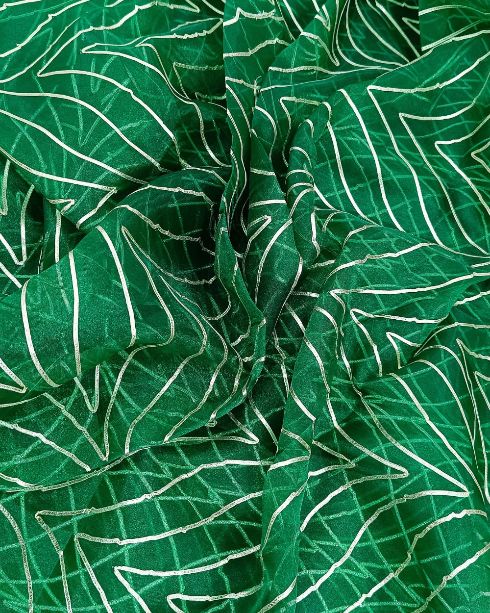 Organza Gotapatti Work Green Colour 43 Inches Width