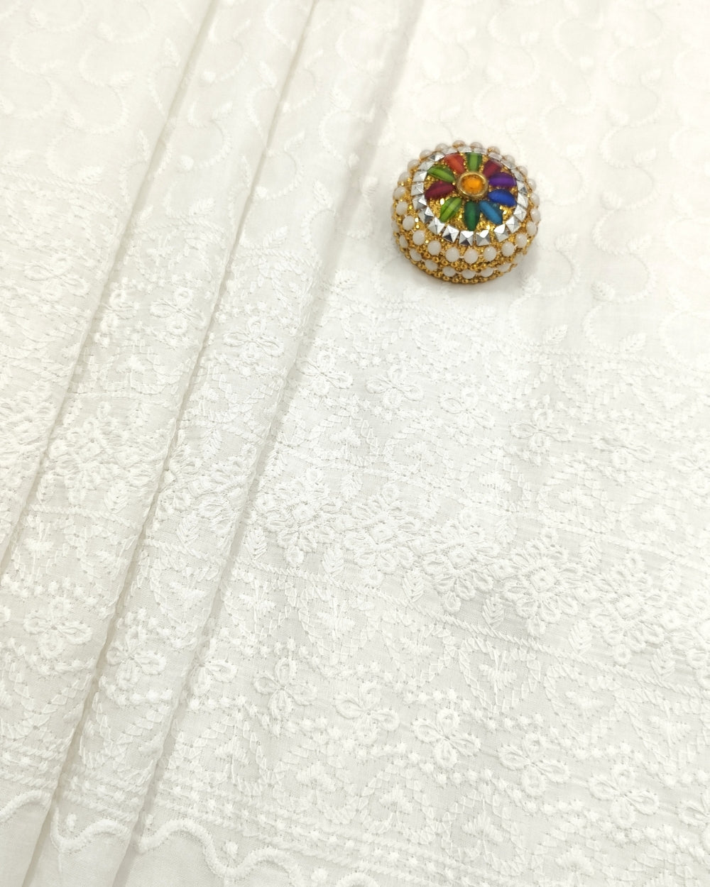 Chikankari Cotton With Border Work White Colour 42 Inches Width