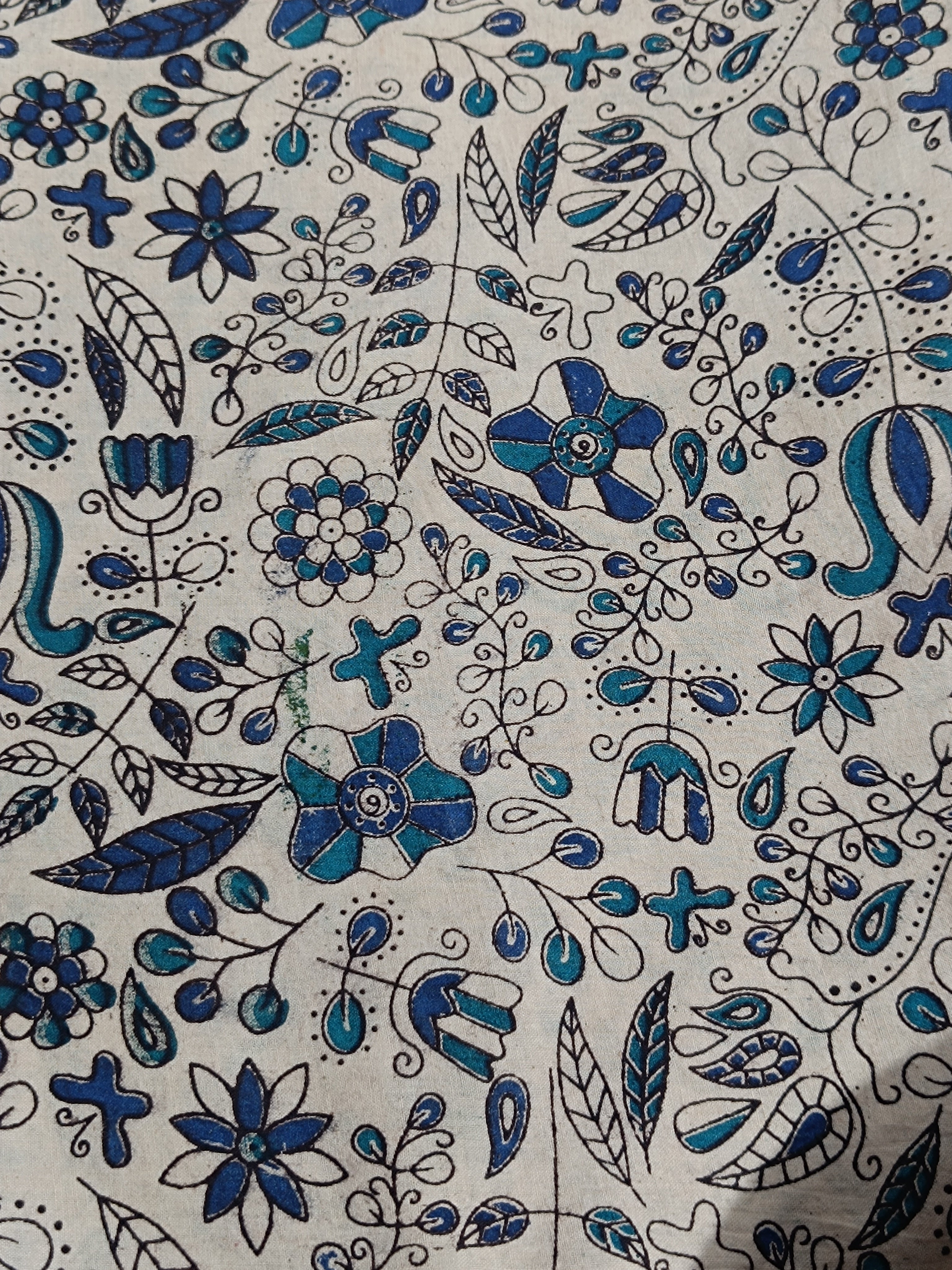 Screen Printed Cotton Kalamkari Off White Colour 44 Inches Width