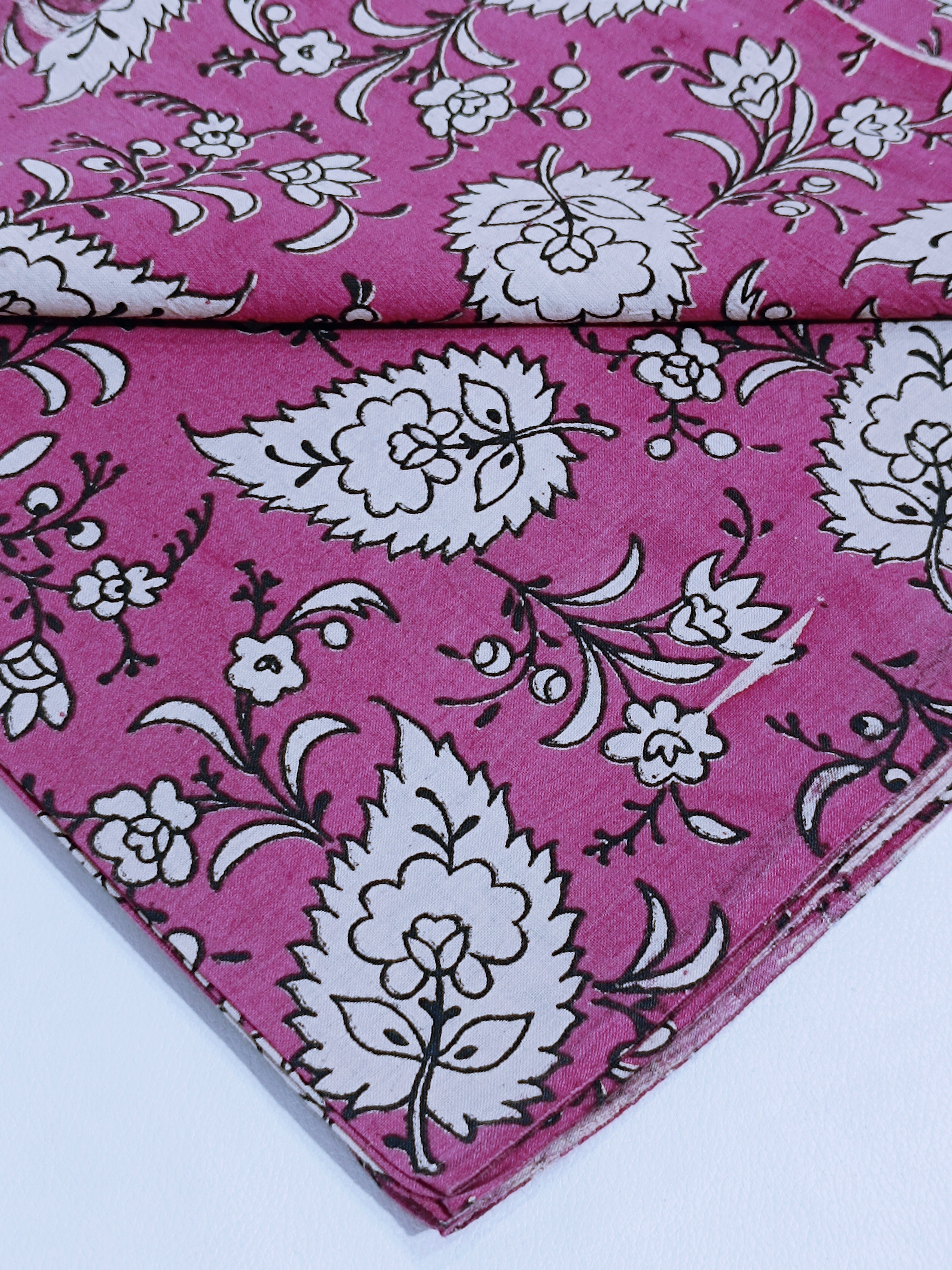 Screen Printed Cotton Kalamkari Pink Colour 44 Inches Width
