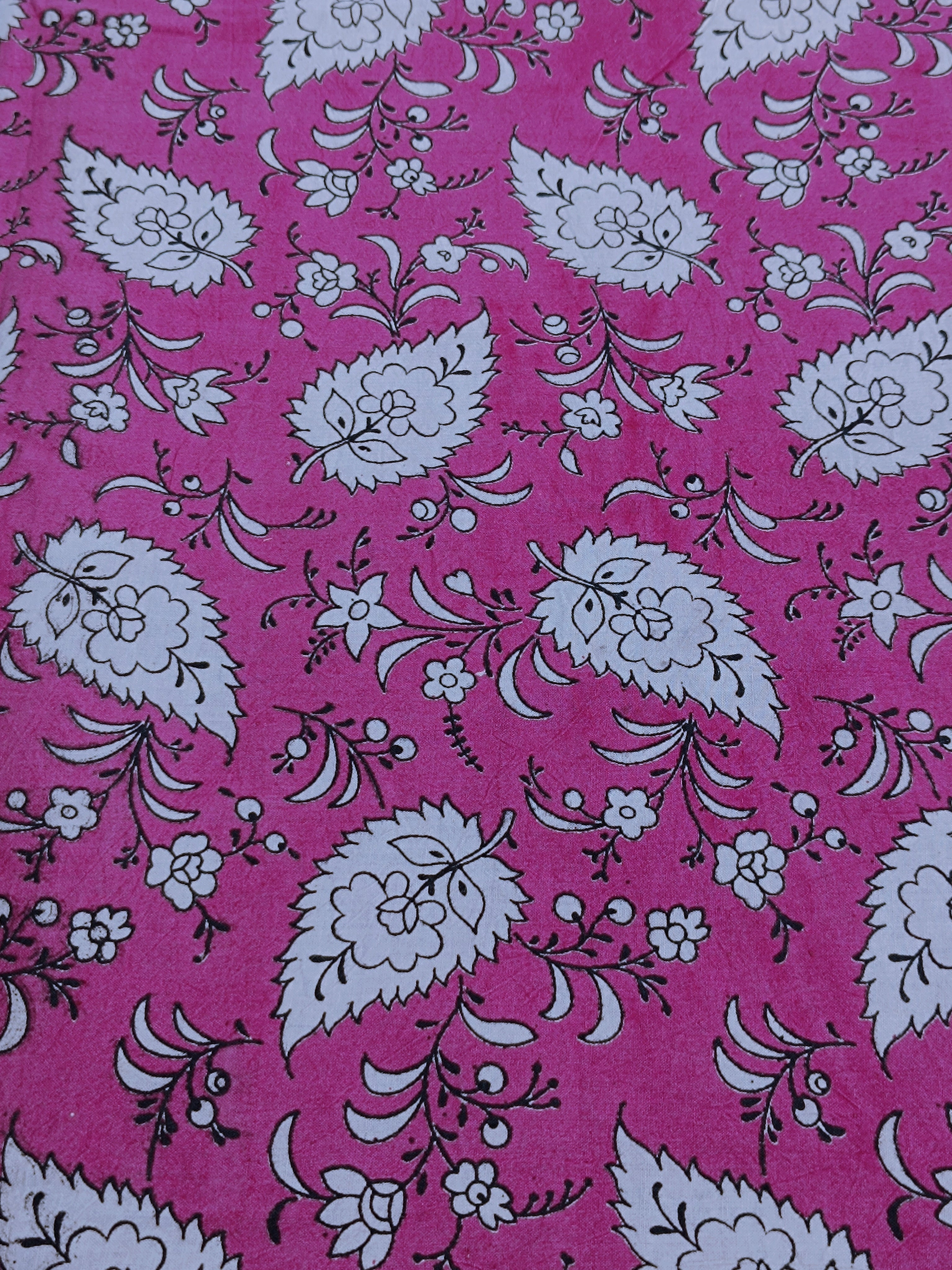 Screen Printed Cotton Kalamkari Pink Colour 44 Inches Width