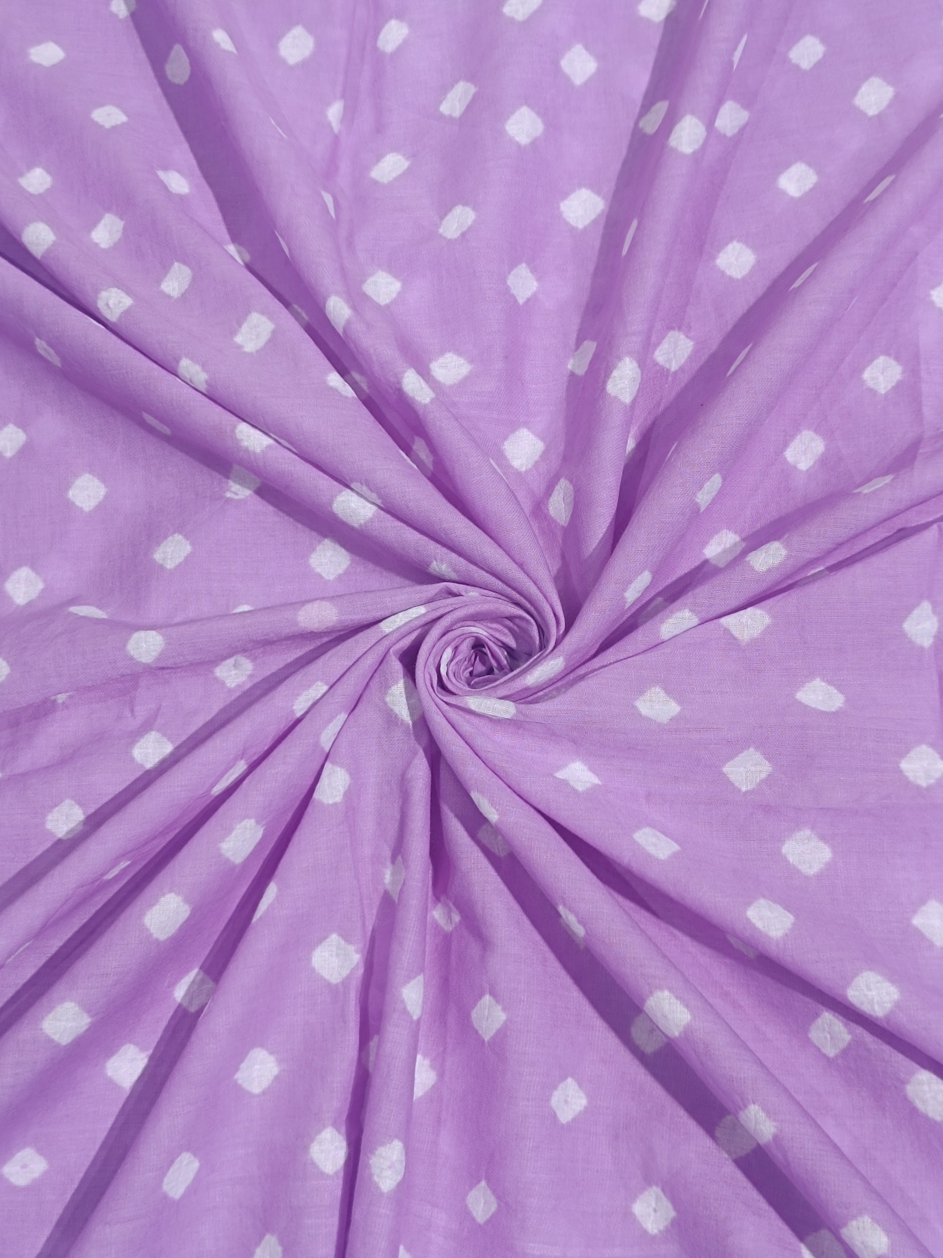 Pure Soft Cotton Bandhani Print Lavender Colour 44 Inches Width