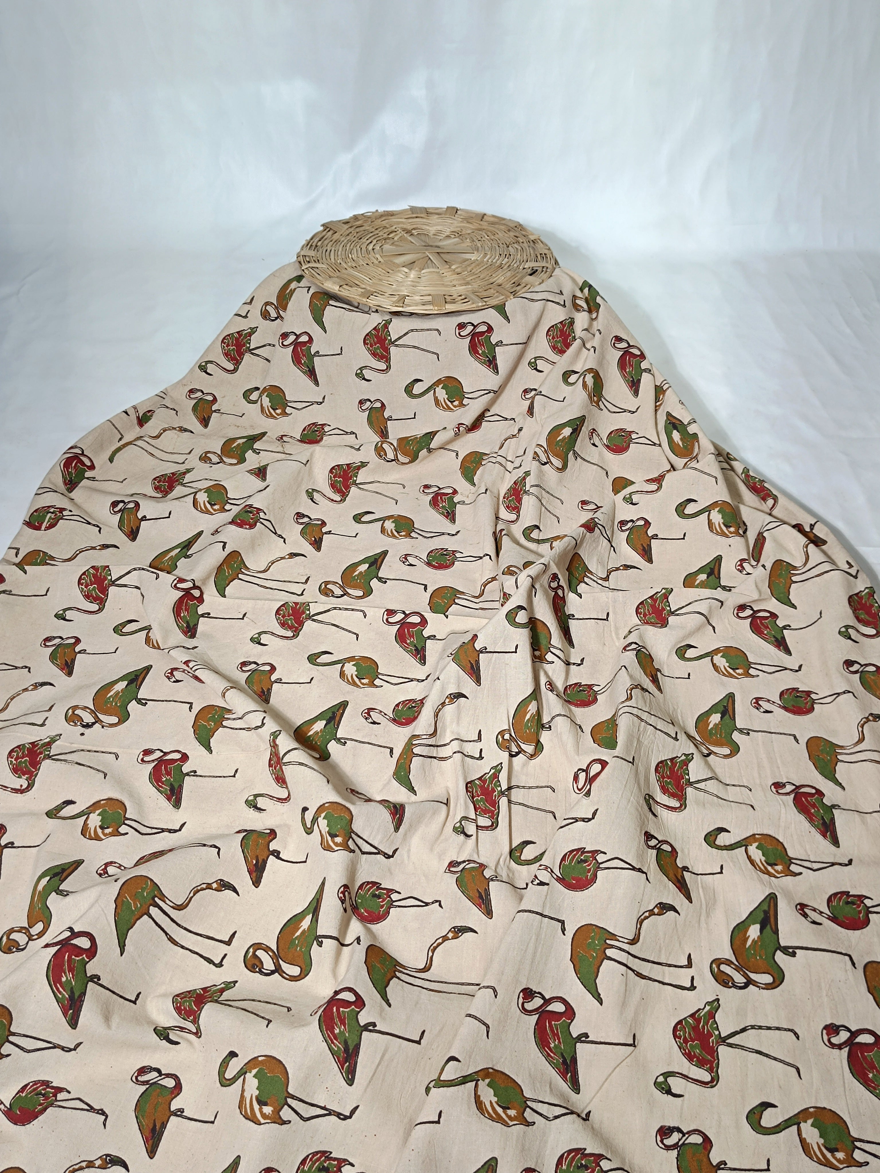 Hand Block Printed Cotton Kalamkari Off White Colour 46 Inches Width