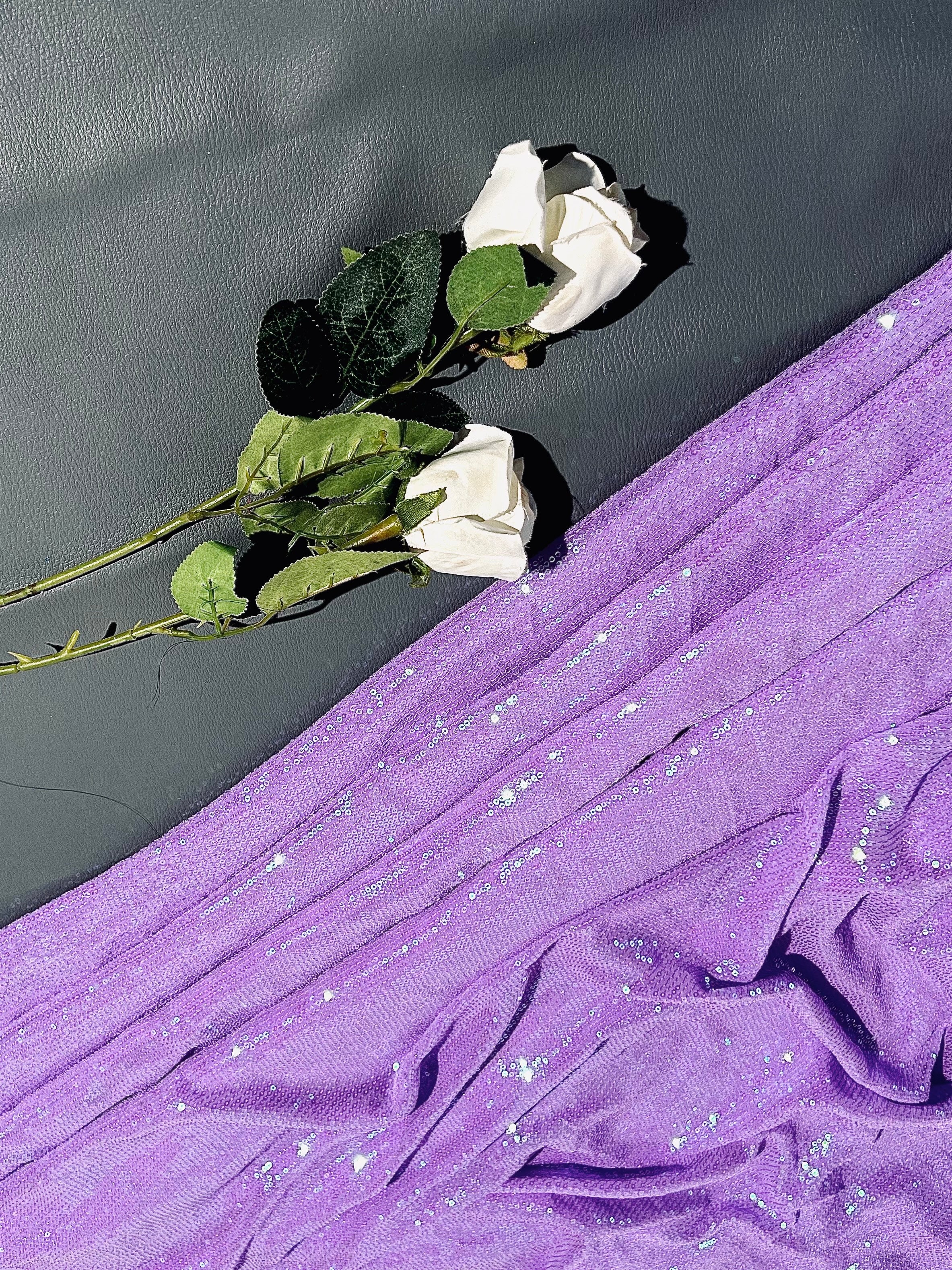 Georgette Sequin Work Pinkish Lavender 44 Inches Width