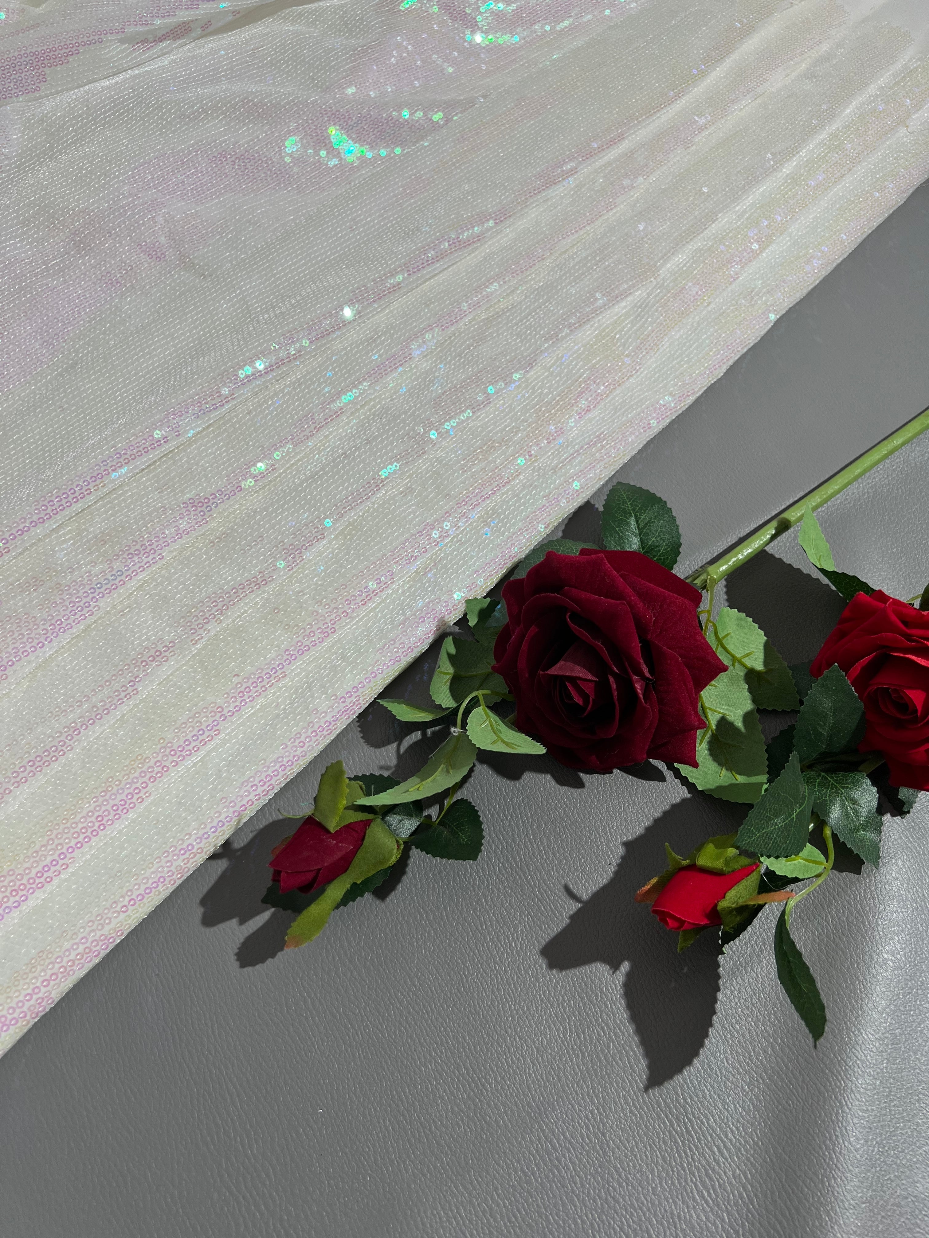 Georgette Sequin Work White 44 Inches Width