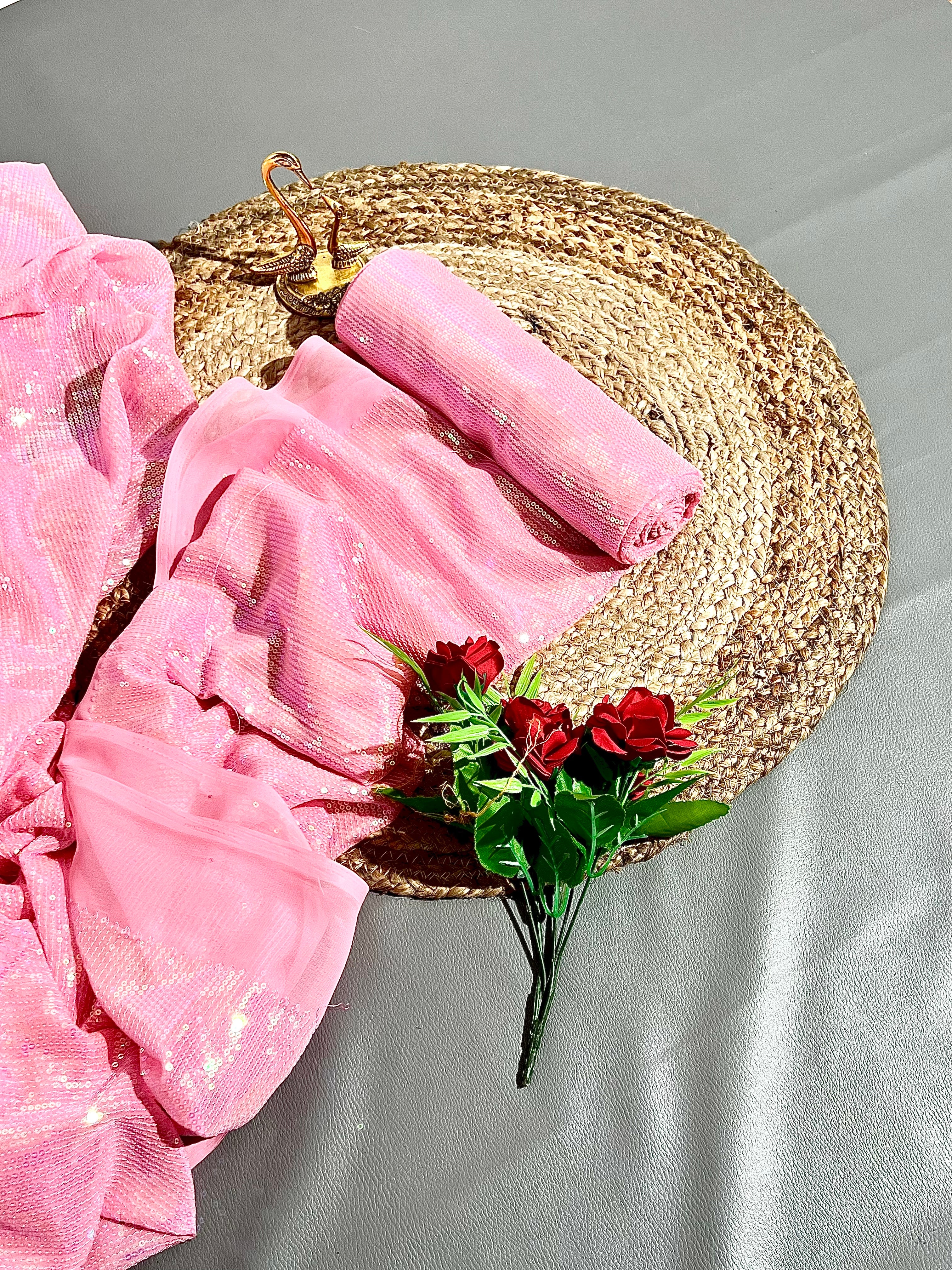 Georgette Sequin Work Candlelight Peach 44 Inches Width