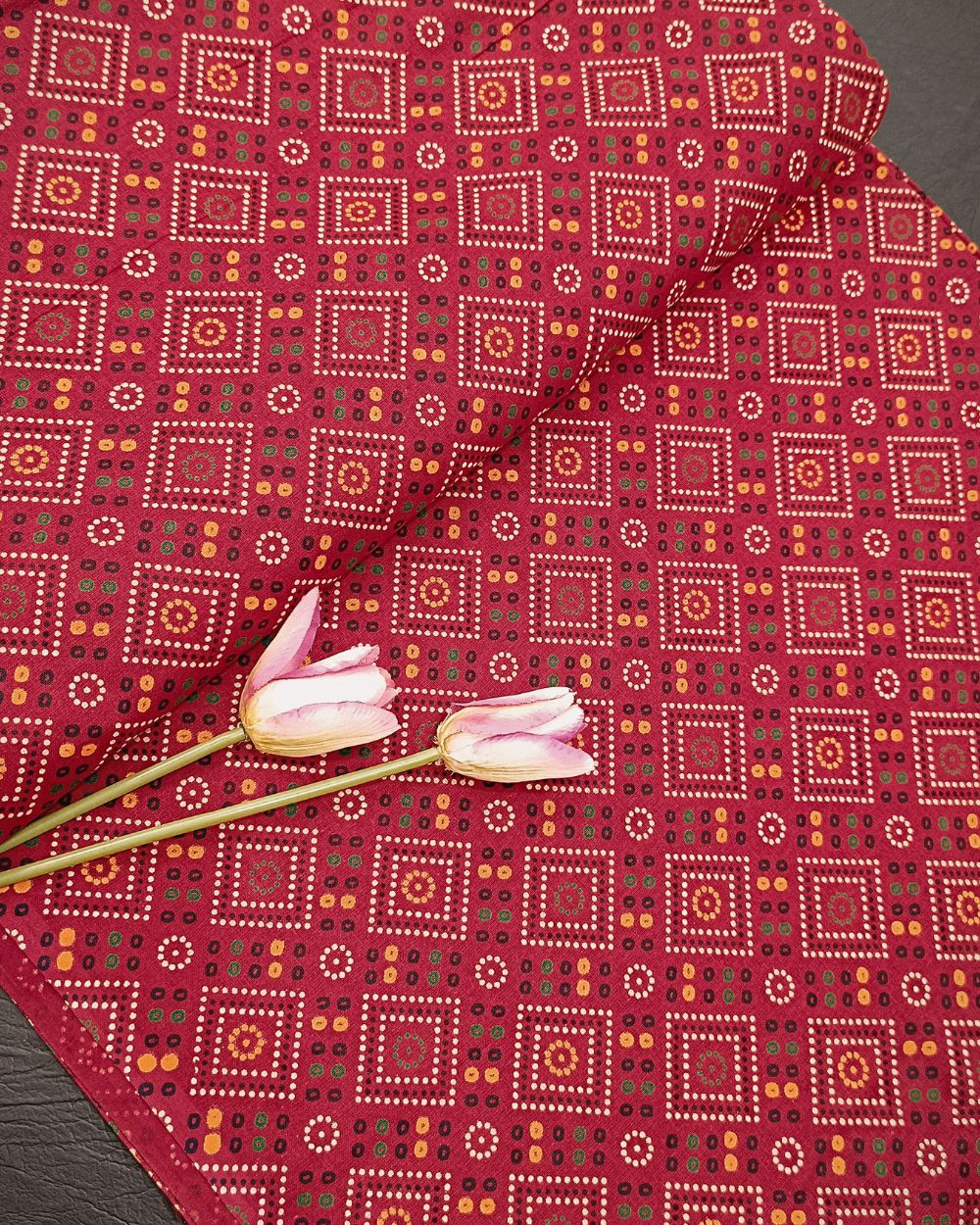 Gujari Print Cotton Red Colour 41 Inches Width