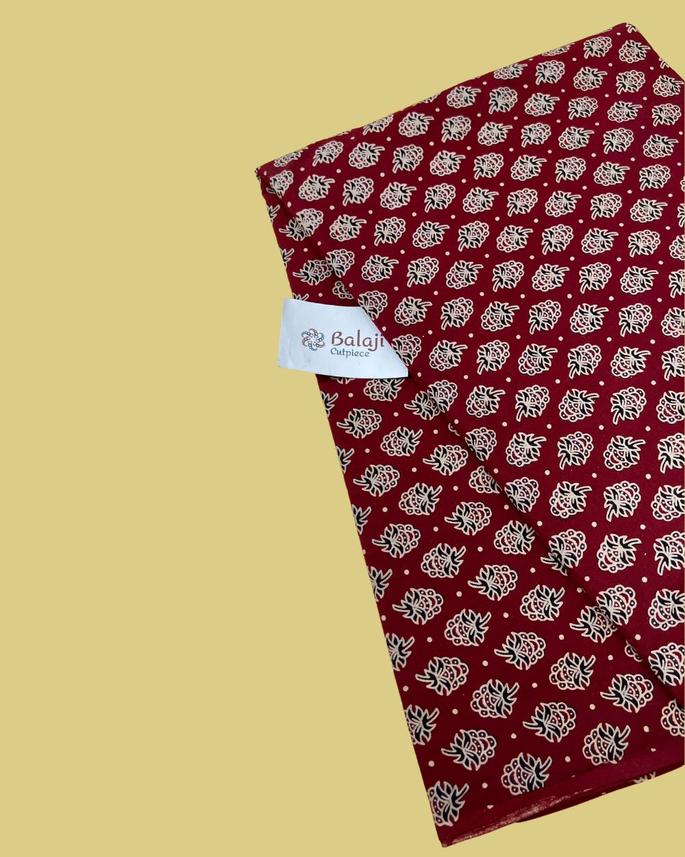 Ajrakh Cotton Natural Dye Block Printed Maroon Colour 42 Inches Width