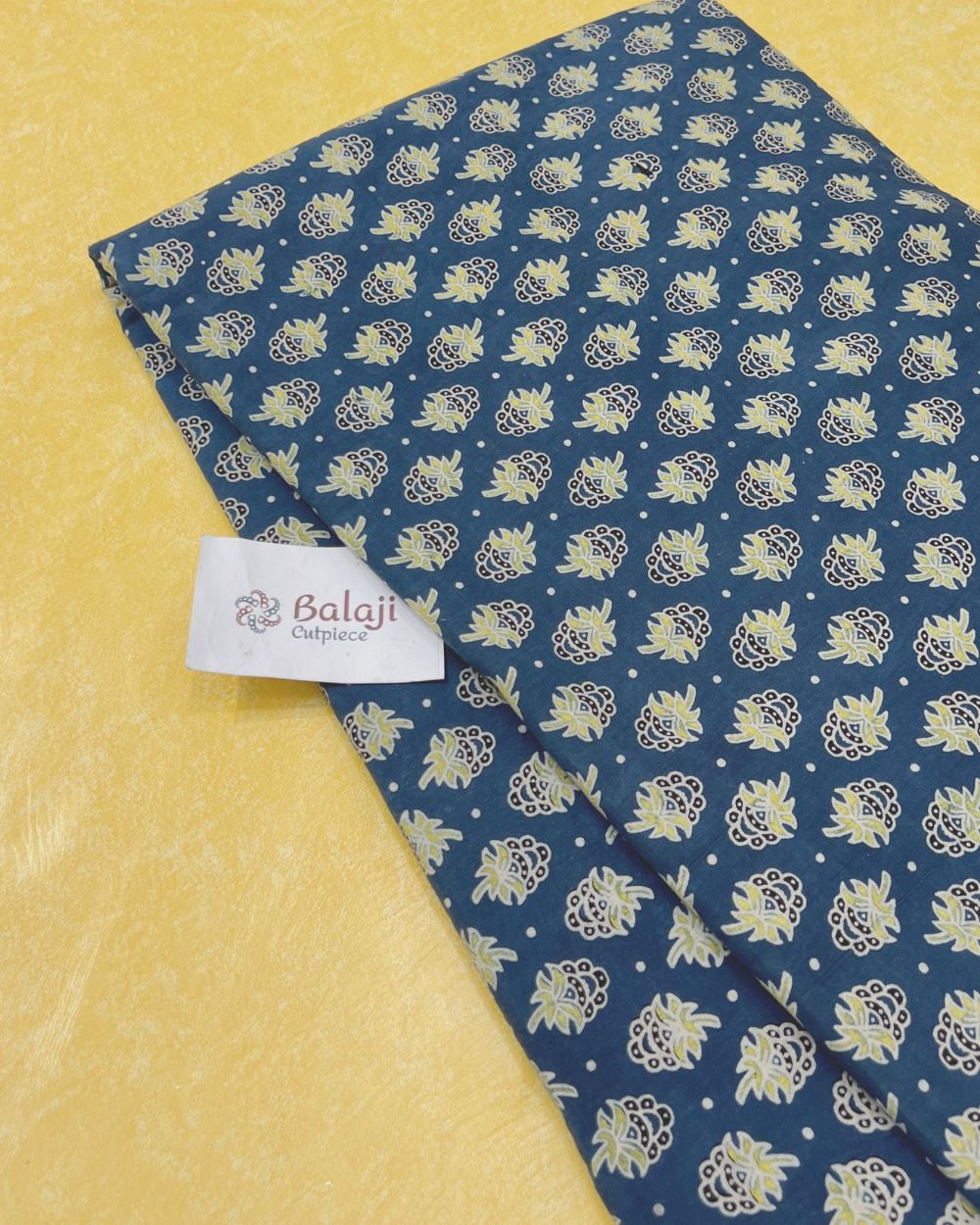 Ajrakh Cotton Natural Dye Block Printed Blue Colour 42 Inches Width