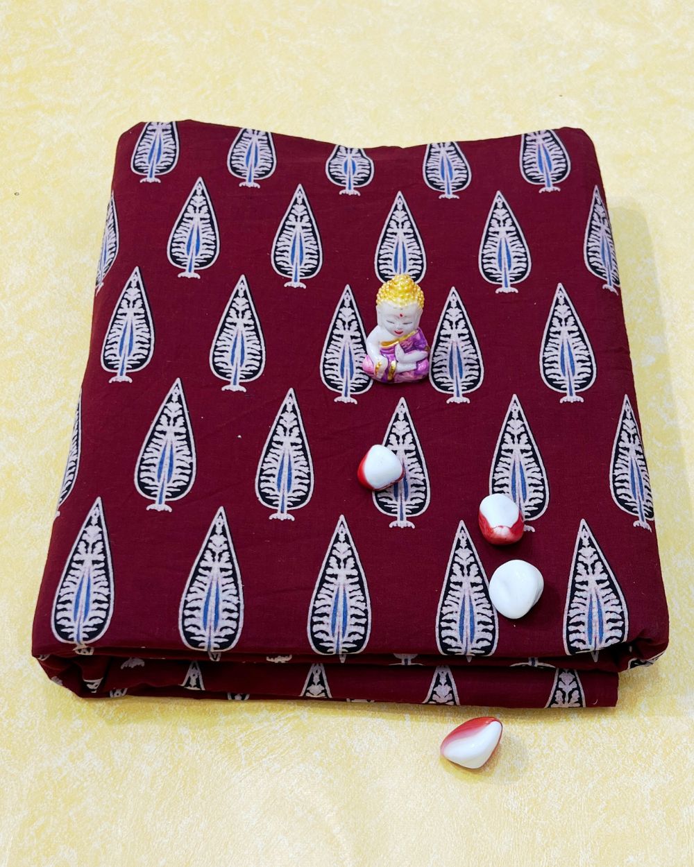 Ajrakh Cotton Natural Dye Block Printed Maroon Colour 42 Inches Width