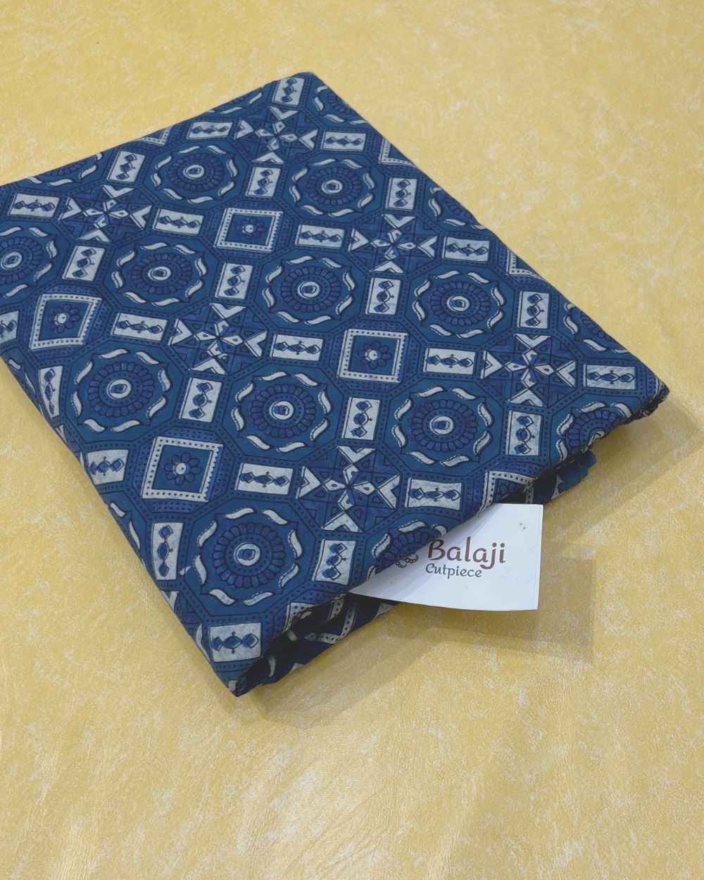 Ajrakh Cotton Natural Dye Block Printed Blue Colour 42 Inches Width