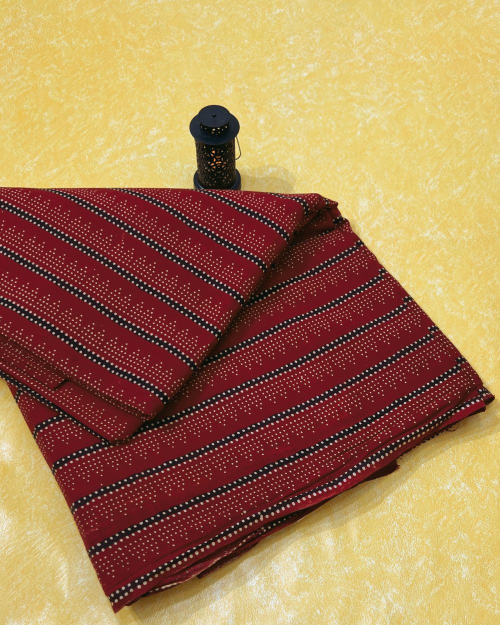 Ajrakh Cotton Natural Dye Block Printed Maroon Colour 42 Inches Width