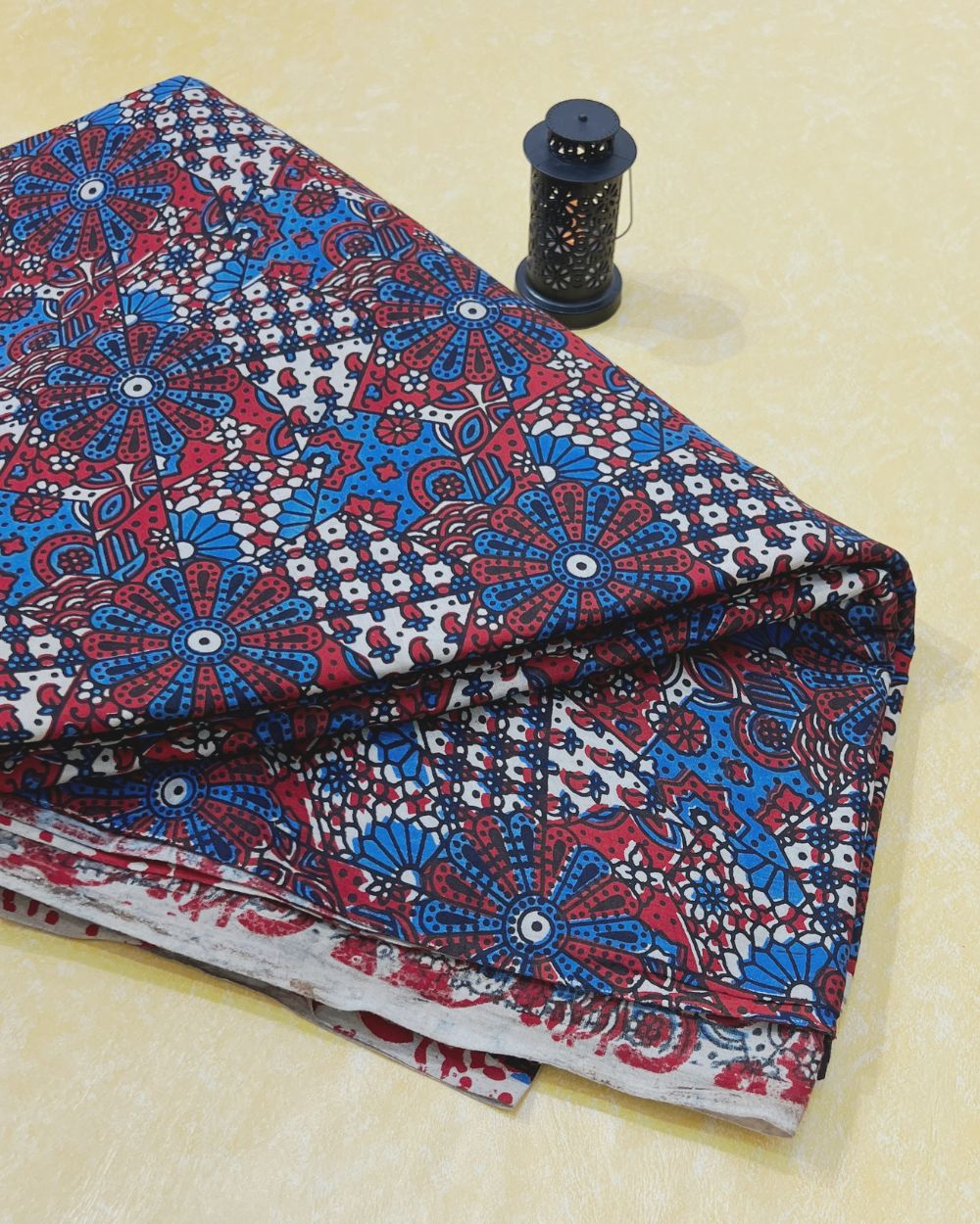 Ajrakh Cotton Natural Dye Block Printed Blue Colour 42 Inches Width