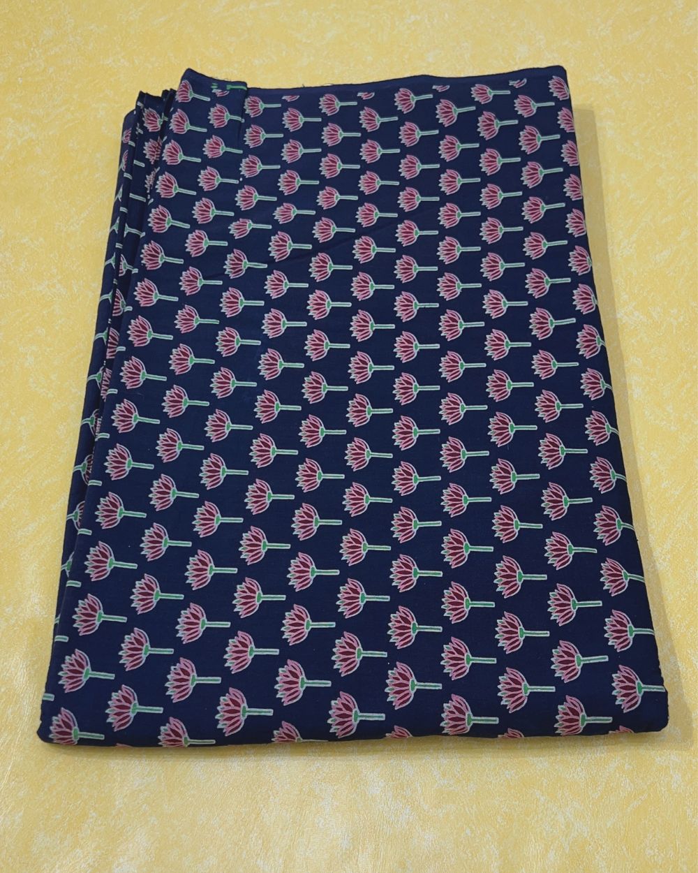 Ajrakh Cotton Natural Dye Block Printed Navy Blue Colour 42 Inches Width