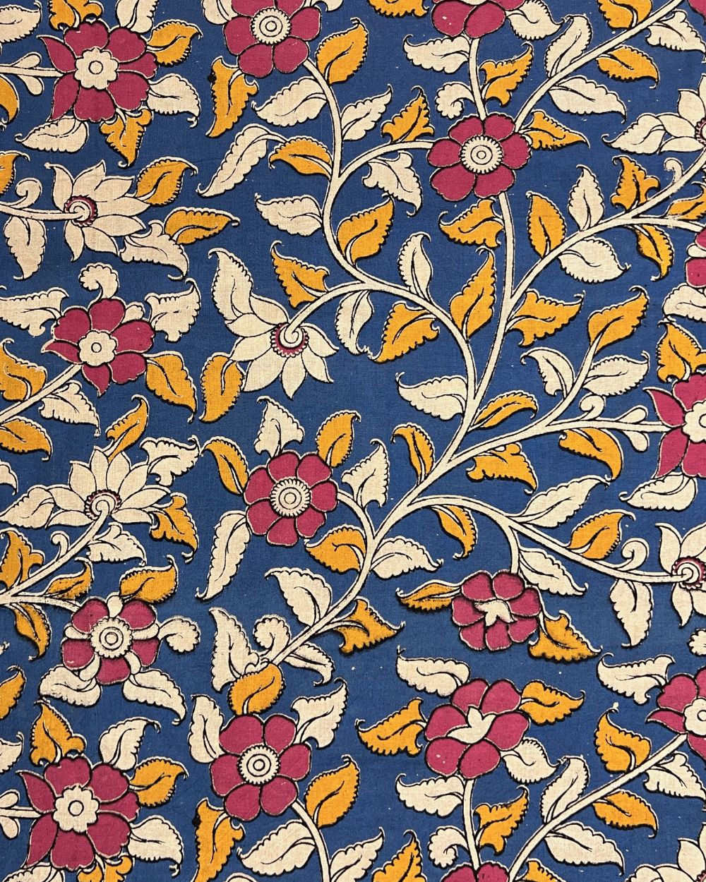 Hand Block Printed Cotton Kalamkari Sky-Blue Colour 46 Inches Width