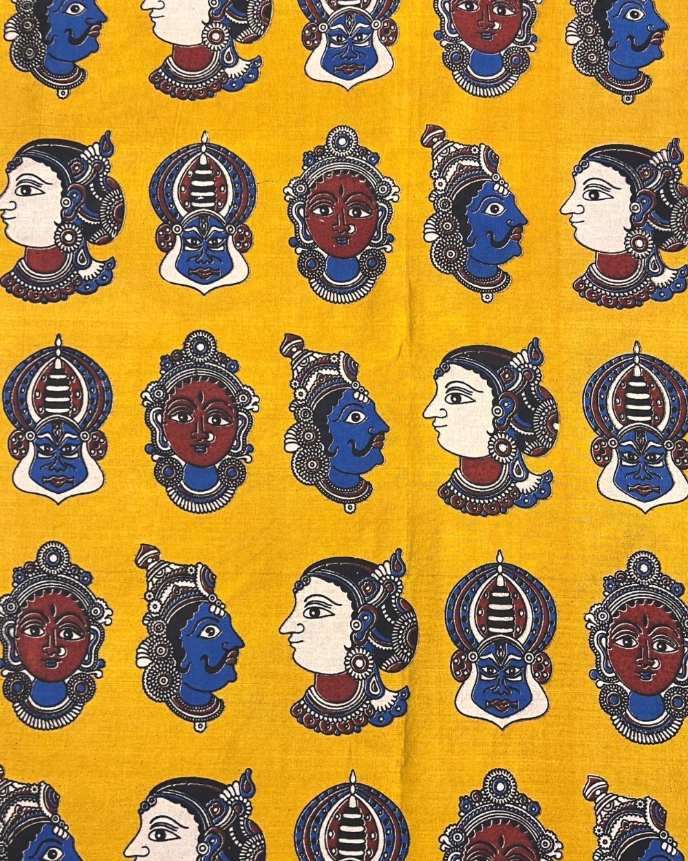 Hand Block Printed Cotton Kalamkari Amber Yellow Colour 46 Inches Width