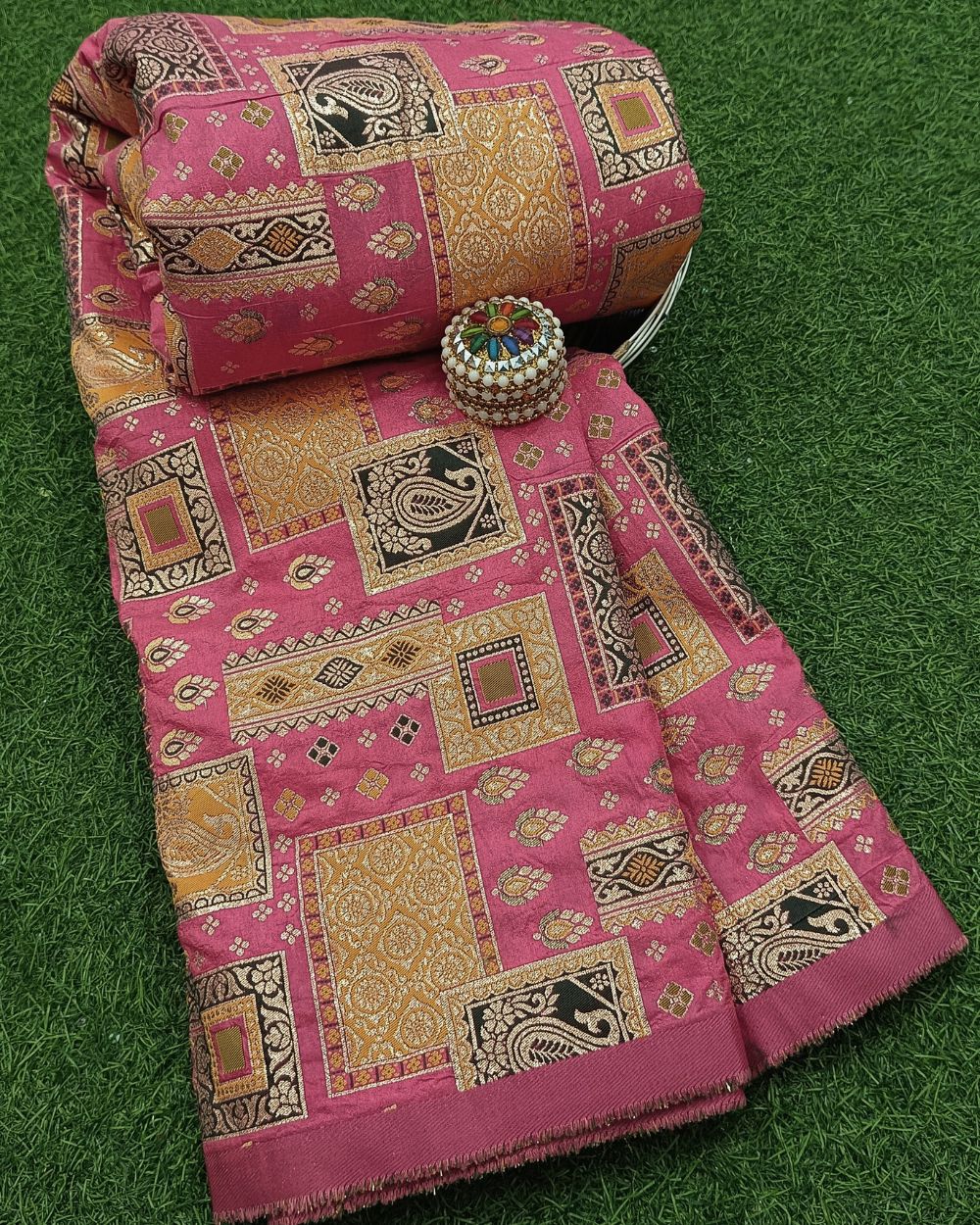 Brocade Chanderi Silk Work Light Pink Colour 44 Inches Width