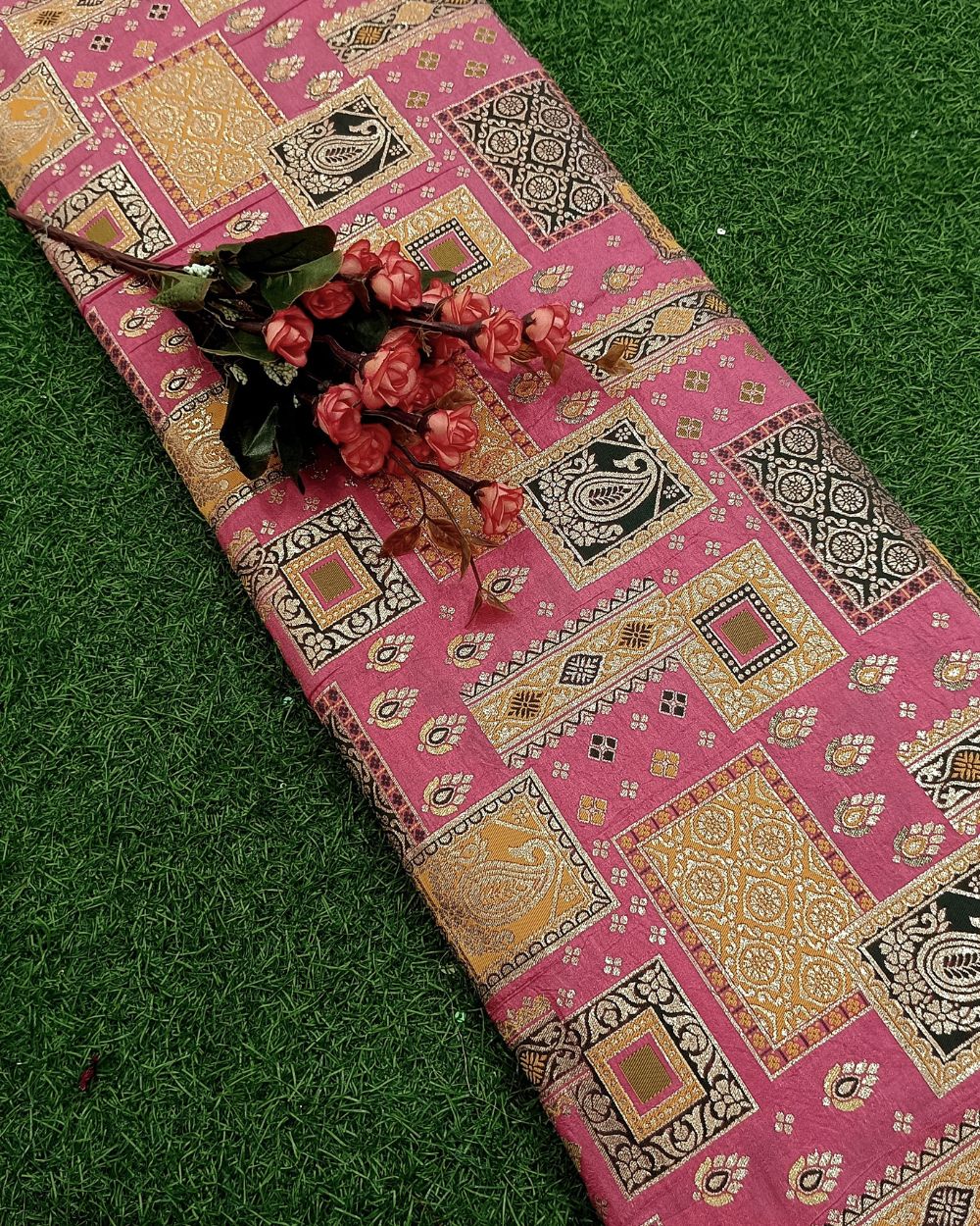 Brocade Chanderi Silk Work Light Pink Colour 44 Inches Width