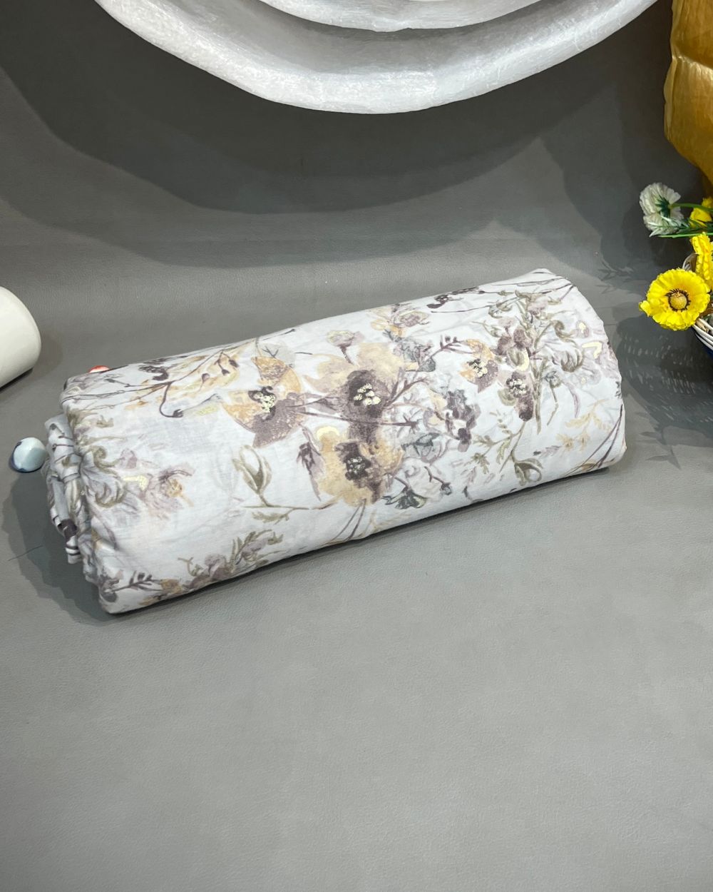 Mal Cotton with Foil Print Light Grey Colour 42 Inches Width