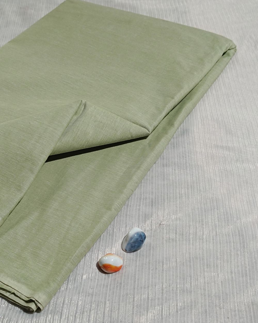 Plain Khadi Cotton Fabric Light Sage Colour 45 Inches Width