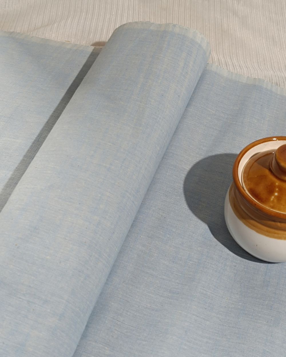 Plain Khadi Cotton Fabric Light Sky Blue Colour 45 Inches Width