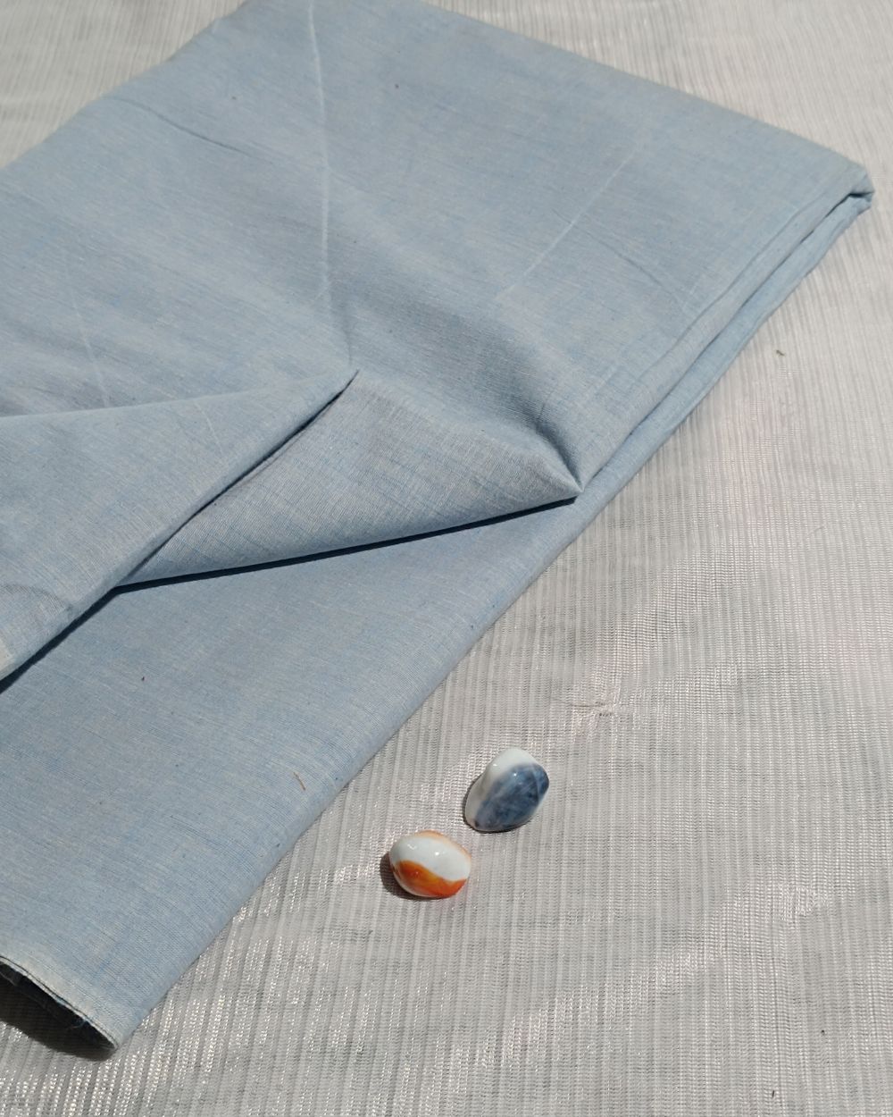 Plain Khadi Cotton Fabric Light Sky Blue Colour 45 Inches Width