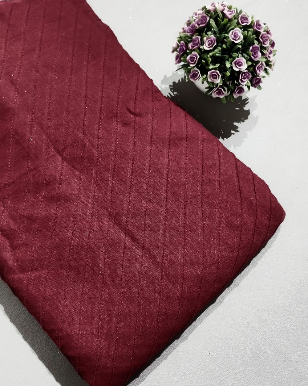 Cotton Pintex Work Maroon Colour 42 Inches Width