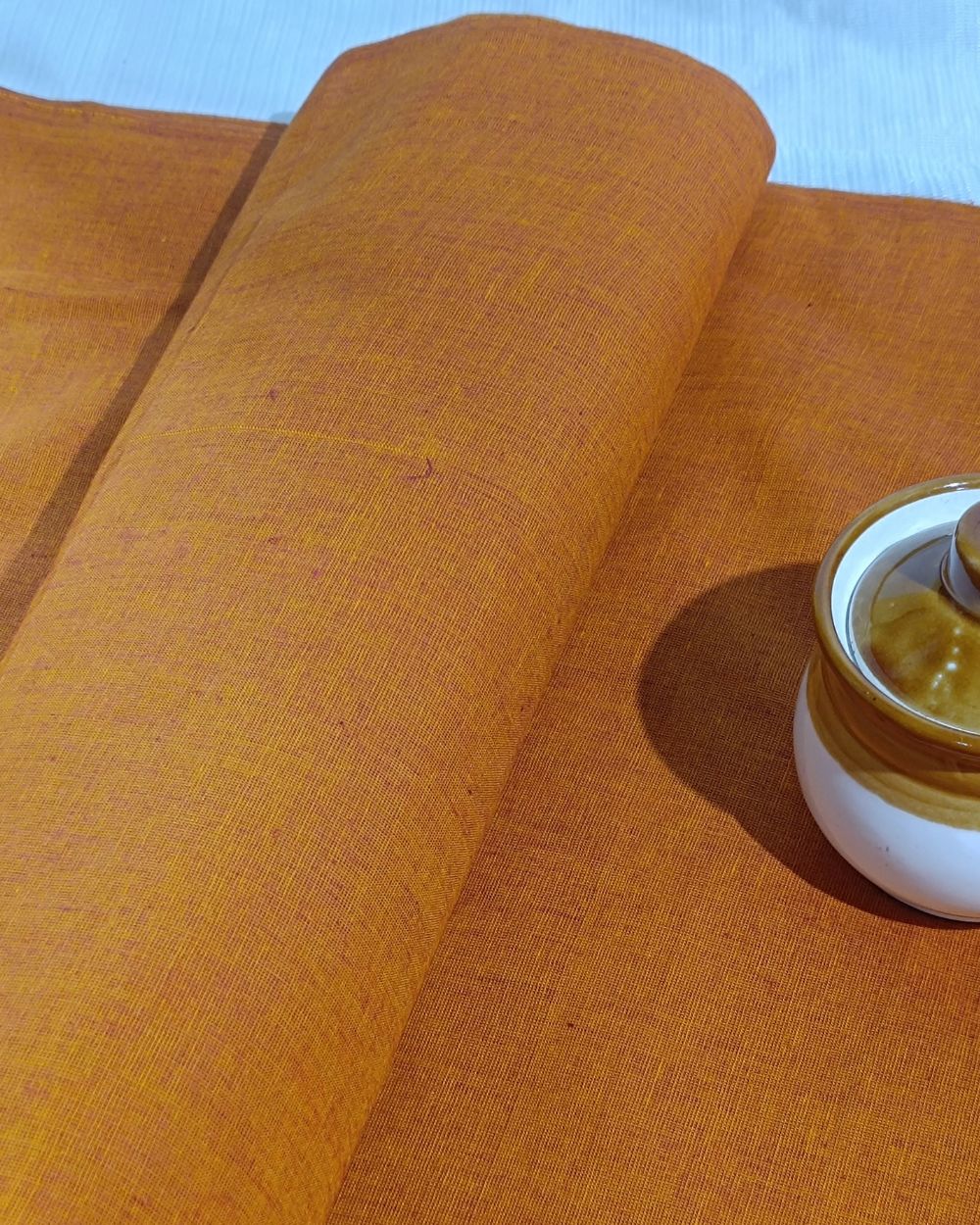 Plain Khadi Cotton Fabric Mustard Yellow Colour 45 Inches Width